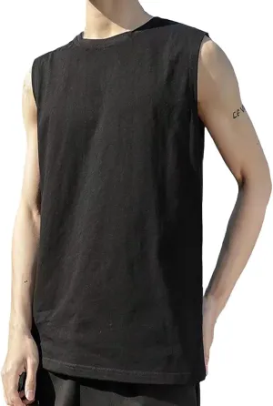 Mens Sleeveless Shirts Summer Solid Quick Dry Tank Tops Gym Bodybuilding Fitness Workout Muscle Vests Stretch Tees