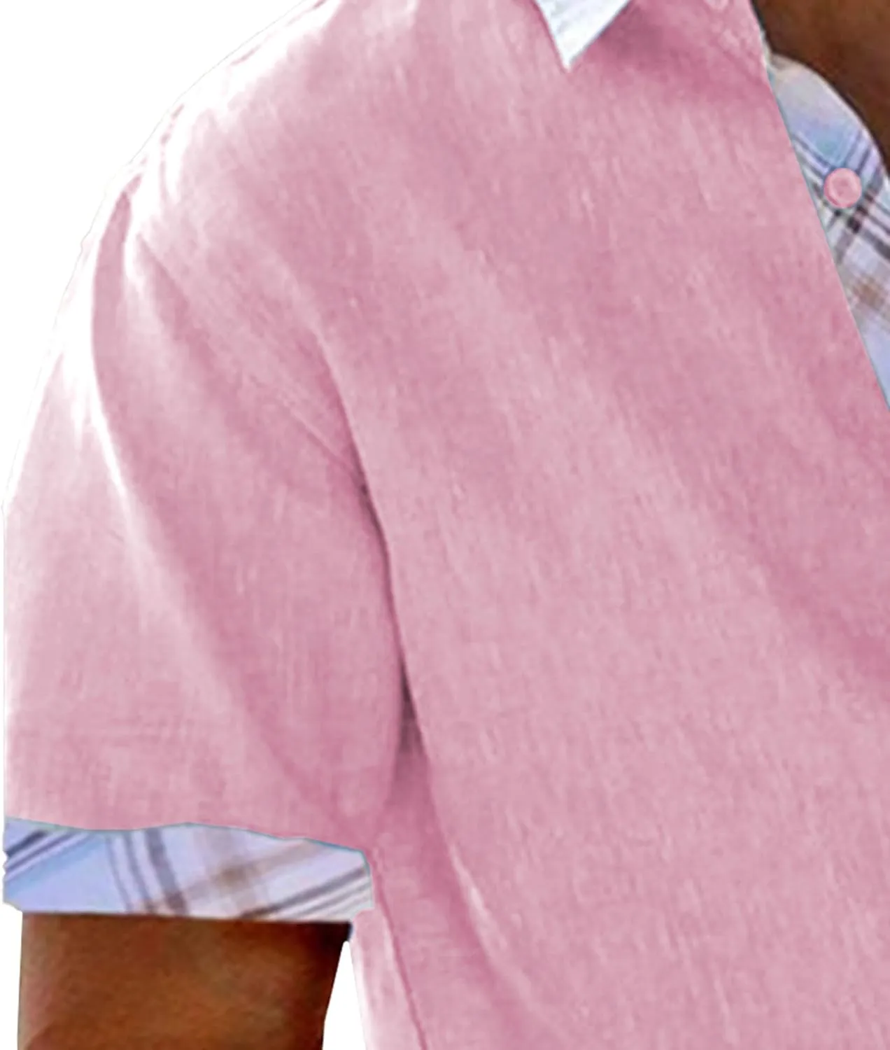 Men's Summer Casual Shirts Short Sleeve Button Down Shirts Lightweight Breathable Cotton Linen Shirt Beach Tops