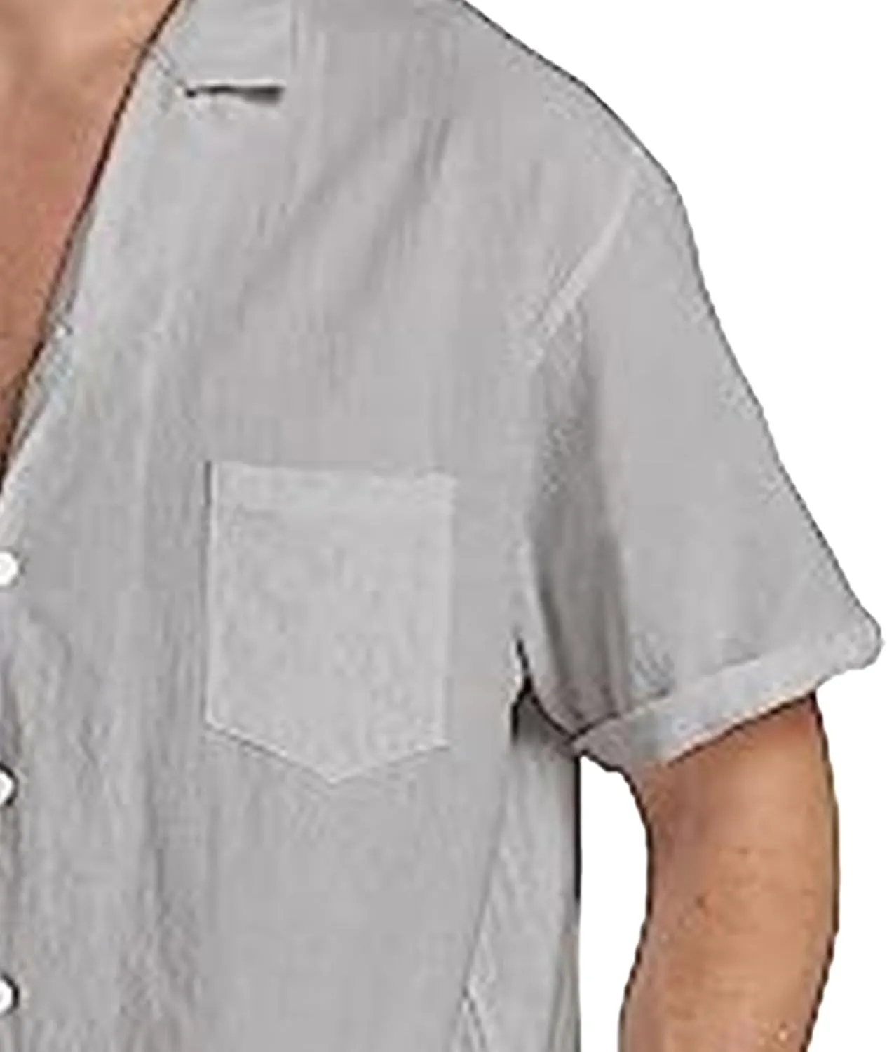 Men's Summer Casual Stylish Shirt Cotton Linen Button Down Shirts Lightweight Short Sleeve Shirt with Pocket