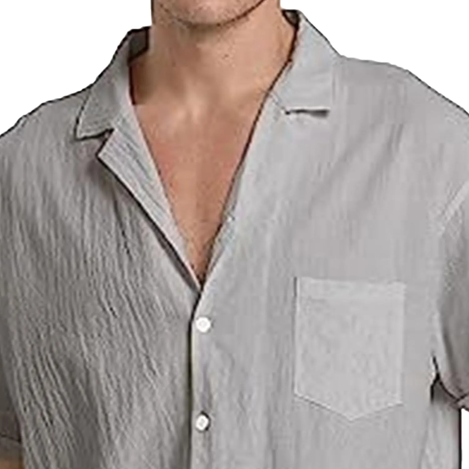 Men's Summer Casual Stylish Shirt Cotton Linen Button Down Shirts Lightweight Short Sleeve Shirt with Pocket