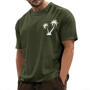 Men's T Shirts Graphic T-Shirts Summer Beach Casual Short Sleeve Palm Tree Print Crewneck Tee Shirts, S-5XL