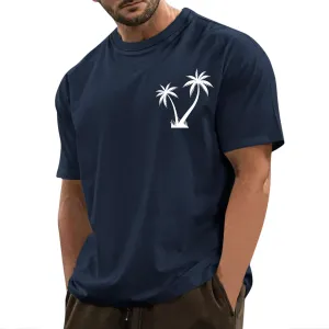 Men's T Shirts Graphic T-Shirts Summer Beach Casual Short Sleeve Palm Tree Print Crewneck Tee Shirts, S-5XL