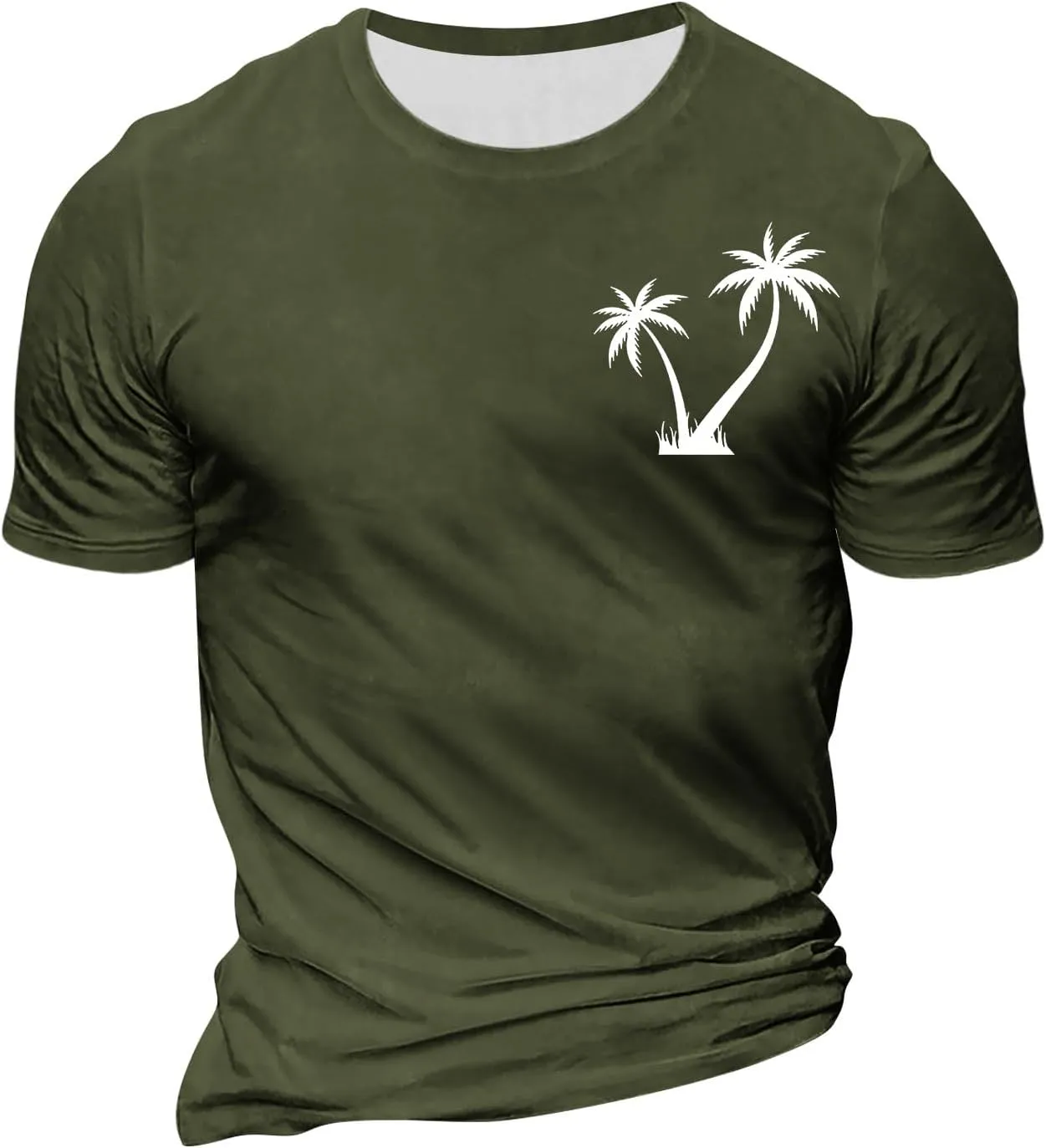 Men's T Shirts Graphic T-Shirts Summer Beach Casual Short Sleeve Palm Tree Print Crewneck Tee Shirts, S-5XL