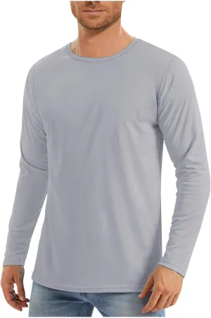 Mens UPF 50  UV Sun Protection Shirts Outdoor Long Sleeve SPF Rash Guard T-Shirt Cool Quick Dry Athletic Workout Tops