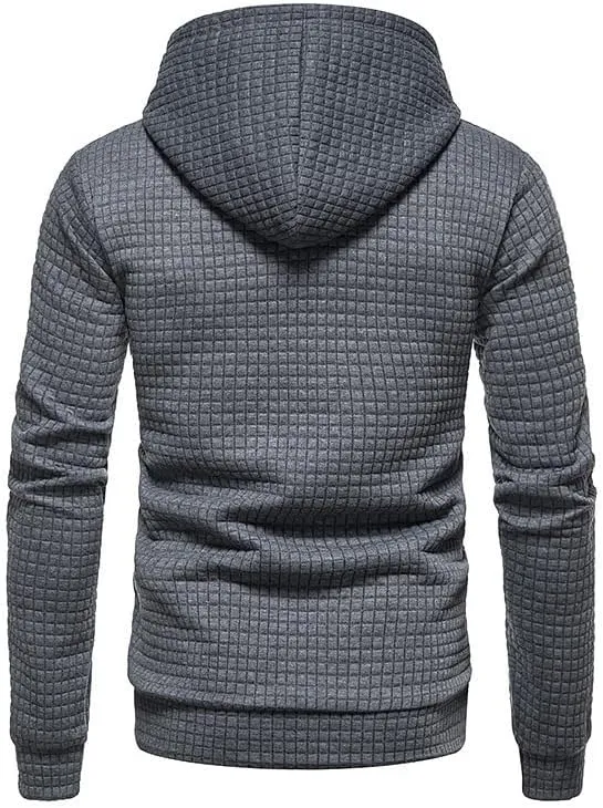 Mens Zip up Hoodies Plaid Pullover Crewneck Sweatshirts Fashion Cotton Warm Loose Casual Tops 2024 Fall Winter New