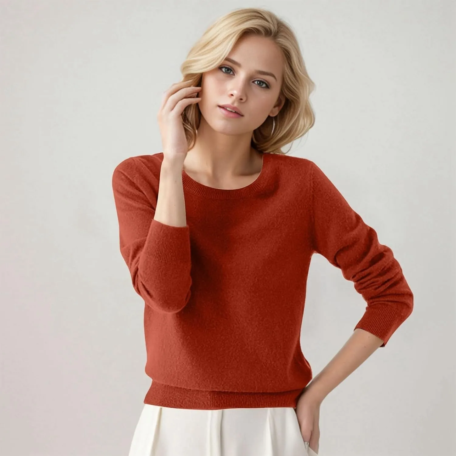 Merino Wool T Shirts for Women Soft Wool Base Layer Shirt Tops Crewneck Long Sleeve Travel Hiking Sweater
