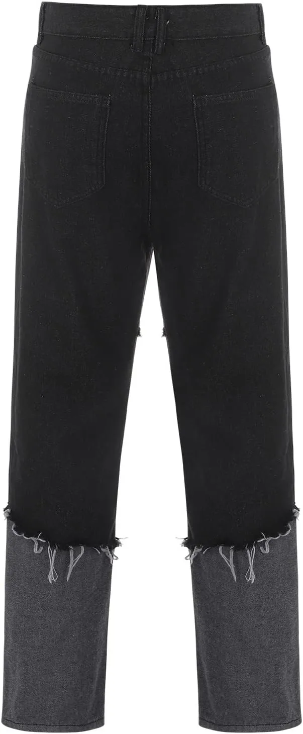 MIDOO Jeans for Men Ripped Design Comfort Flex Waist Embroidered Denim Pants Stretch Comfy Work Jeans Tapered Leg Trousers