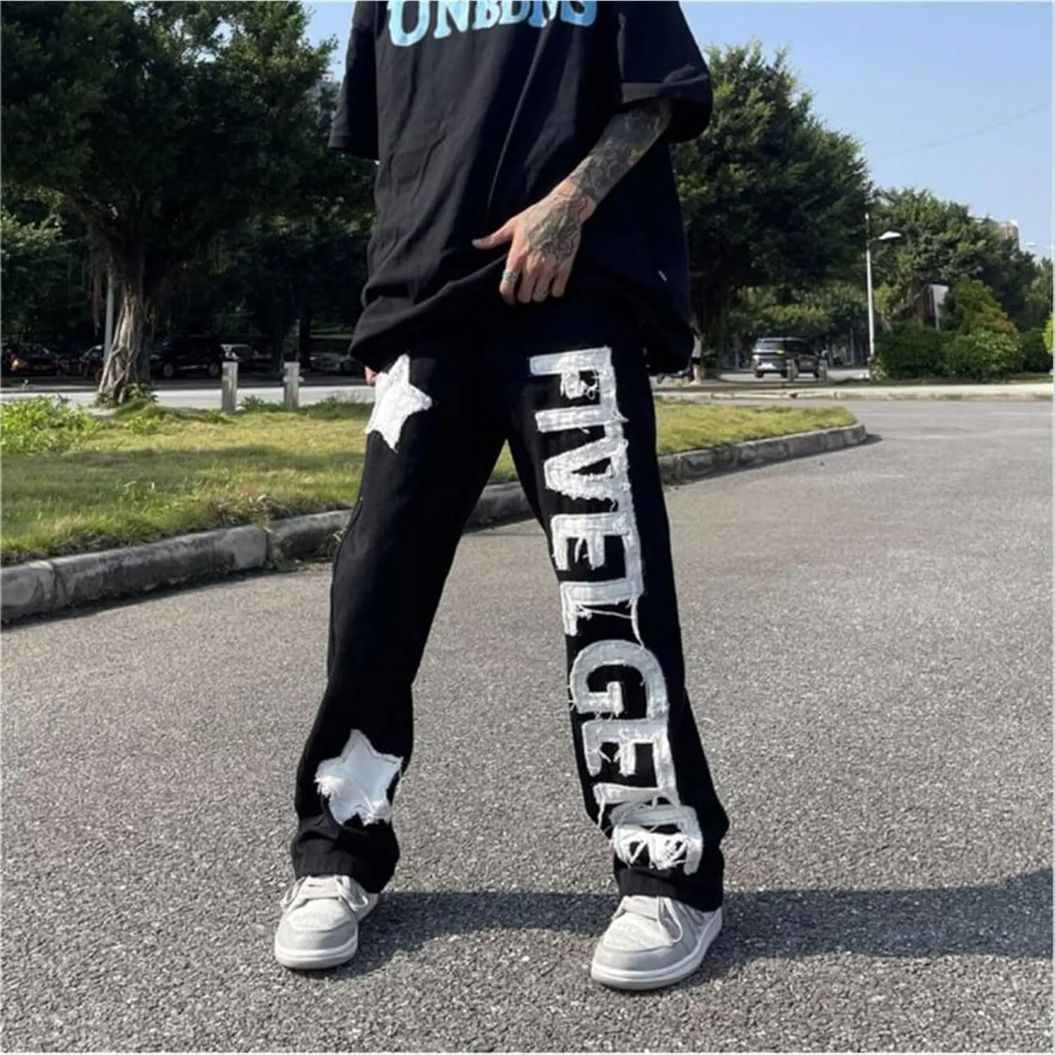 MIDOO Jeans for Men Ripped Design Comfort Flex Waist Embroidered Denim Pants Stretch Comfy Work Jeans Tapered Leg Trousers