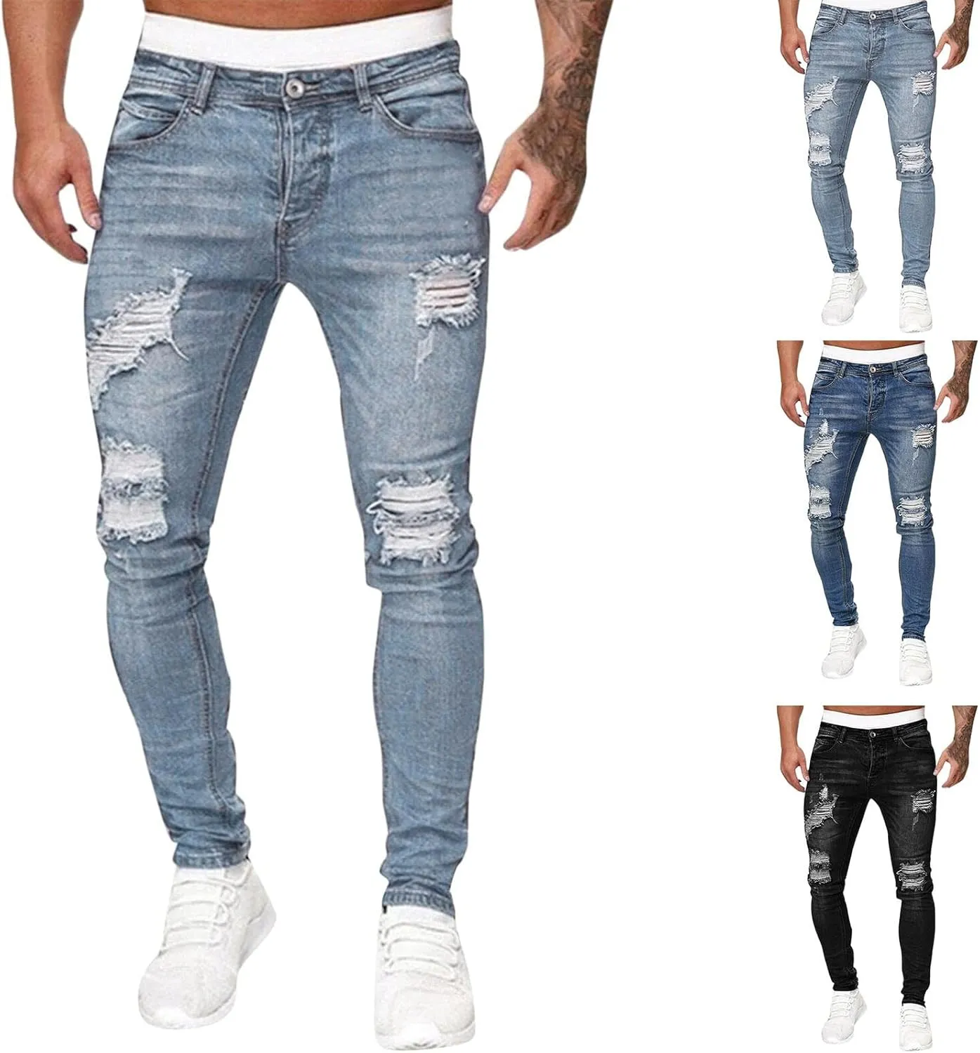 MIDOO Jeans Pants for Men Straight Casual Aesthetic Jeans Straight Leg Pants Lightweight Stretch Denim Pants Trousers