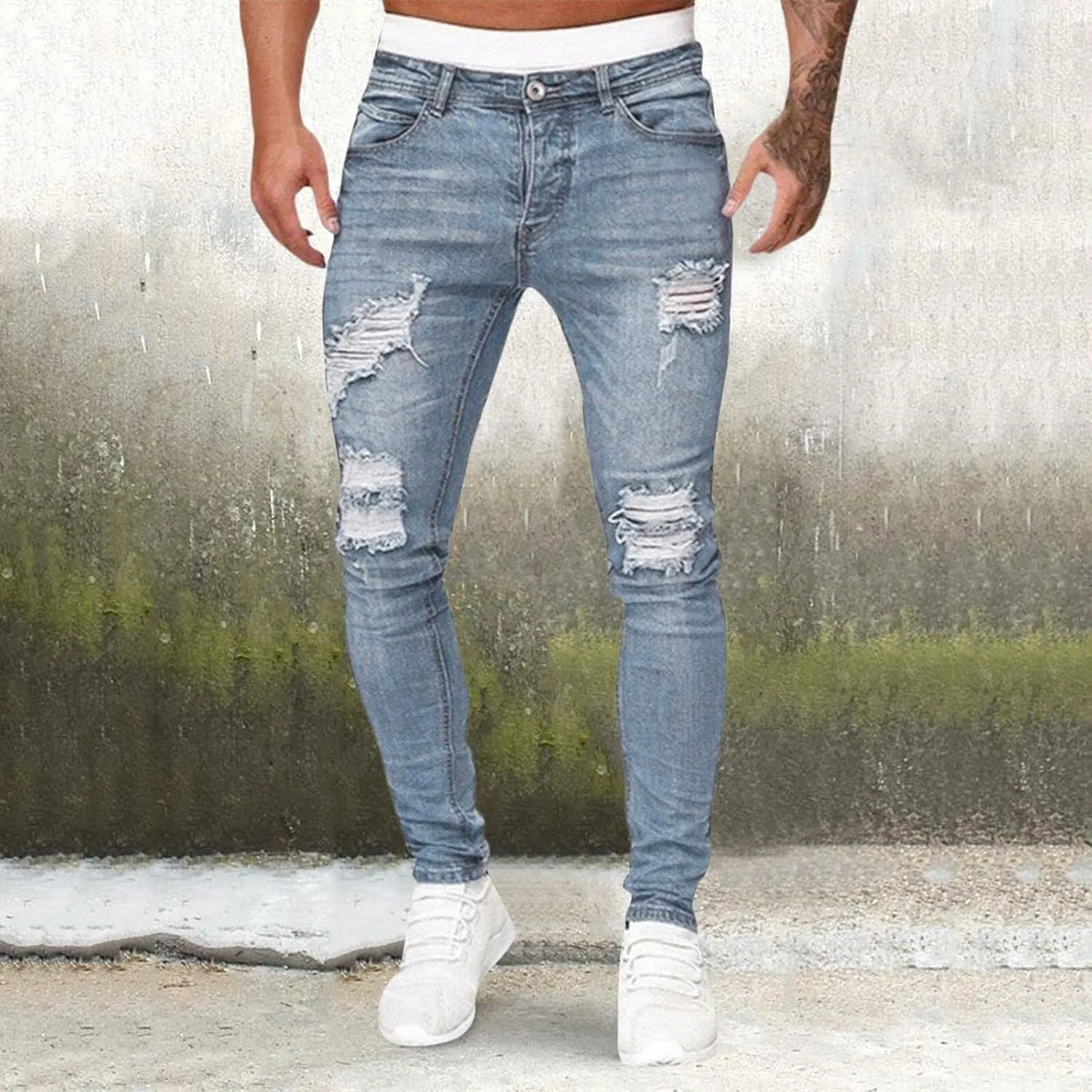 MIDOO Jeans Pants for Men Straight Casual Aesthetic Jeans Straight Leg Pants Lightweight Stretch Denim Pants Trousers