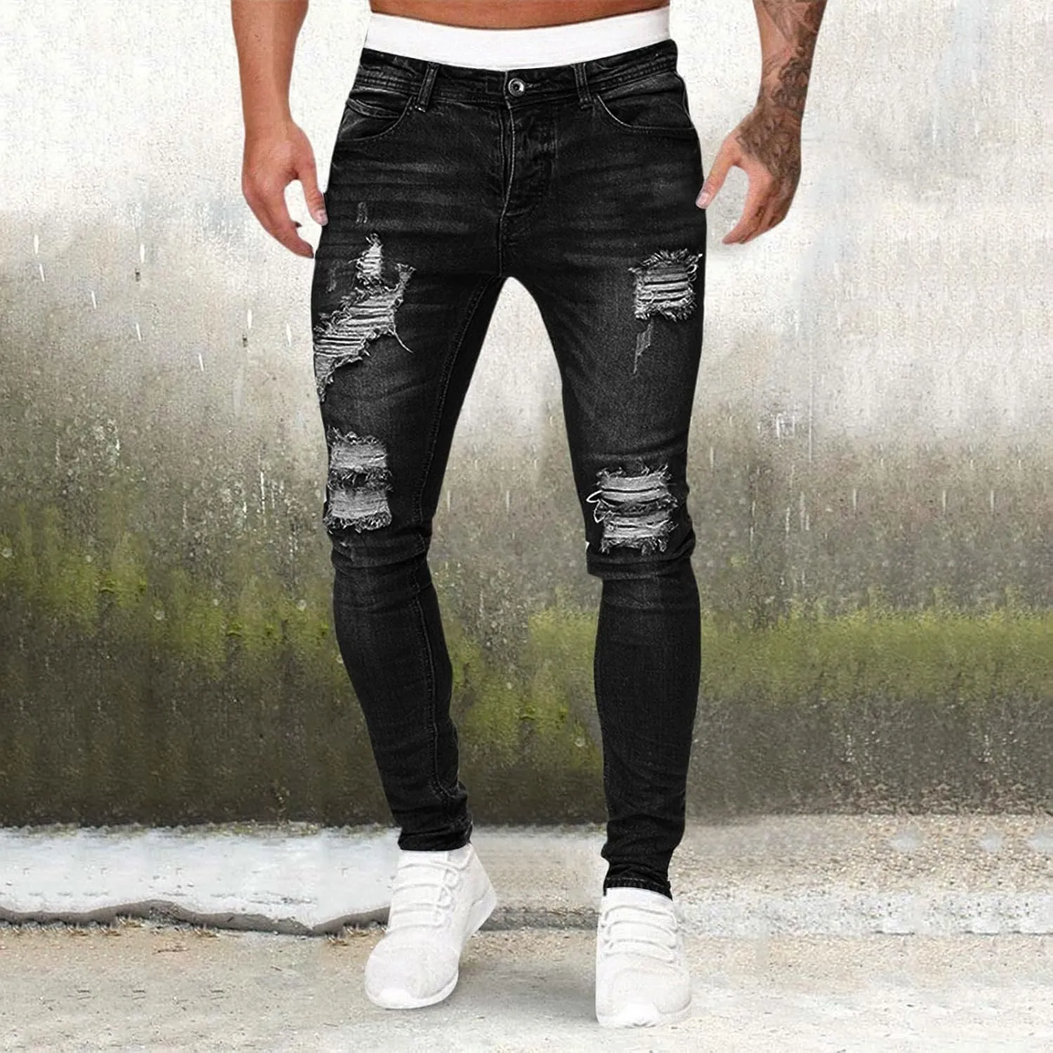 MIDOO Jeans Pants for Men Straight Casual Aesthetic Jeans Straight Leg Pants Lightweight Stretch Denim Pants Trousers