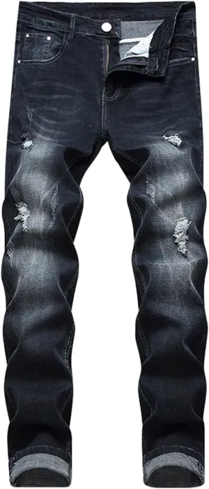 MIDOO Ripped Jeans Men Relaxed Fit Distressed Straight Leg Denim Pants Fashion Comfort Pants Trousers with Pockets