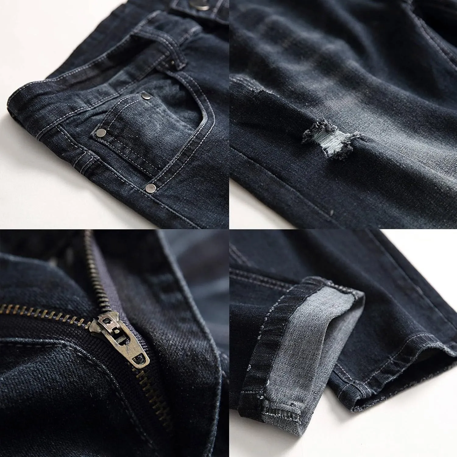 MIDOO Ripped Jeans Men Relaxed Fit Distressed Straight Leg Denim Pants Fashion Comfort Pants Trousers with Pockets