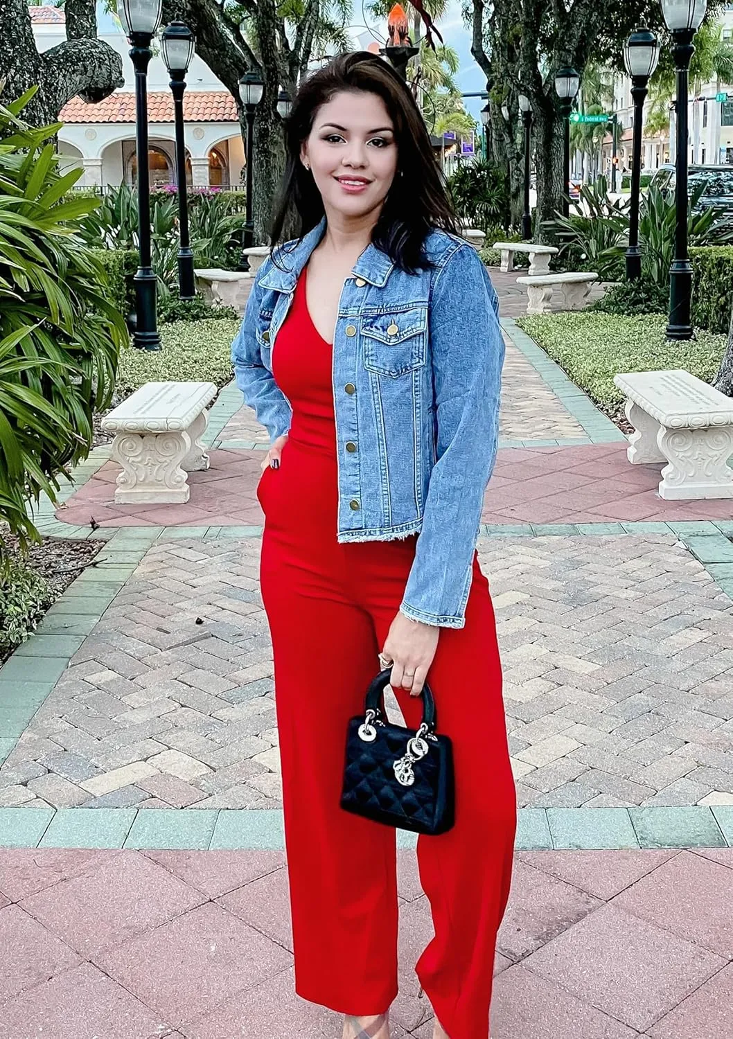 MISS MOLY Jean Jacket Women’s Frayed Washed Button Up Cropped Denim Jacket w 2 Side Pockets