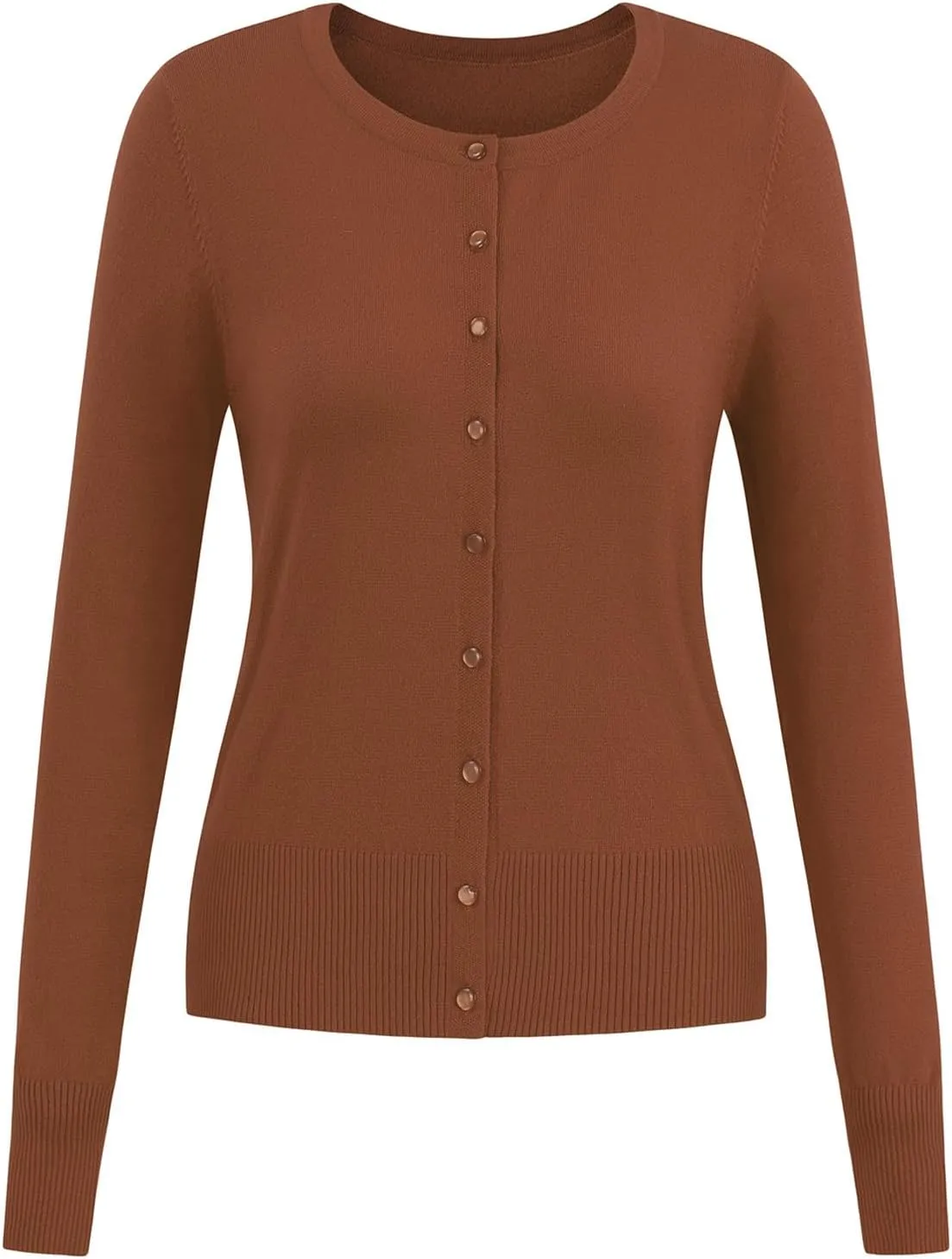 Newshows Women's Lightweight Button Down Cardigan Long Sleeve Casual Crew Neck Soft Knit Cardigans Sweater Tops
