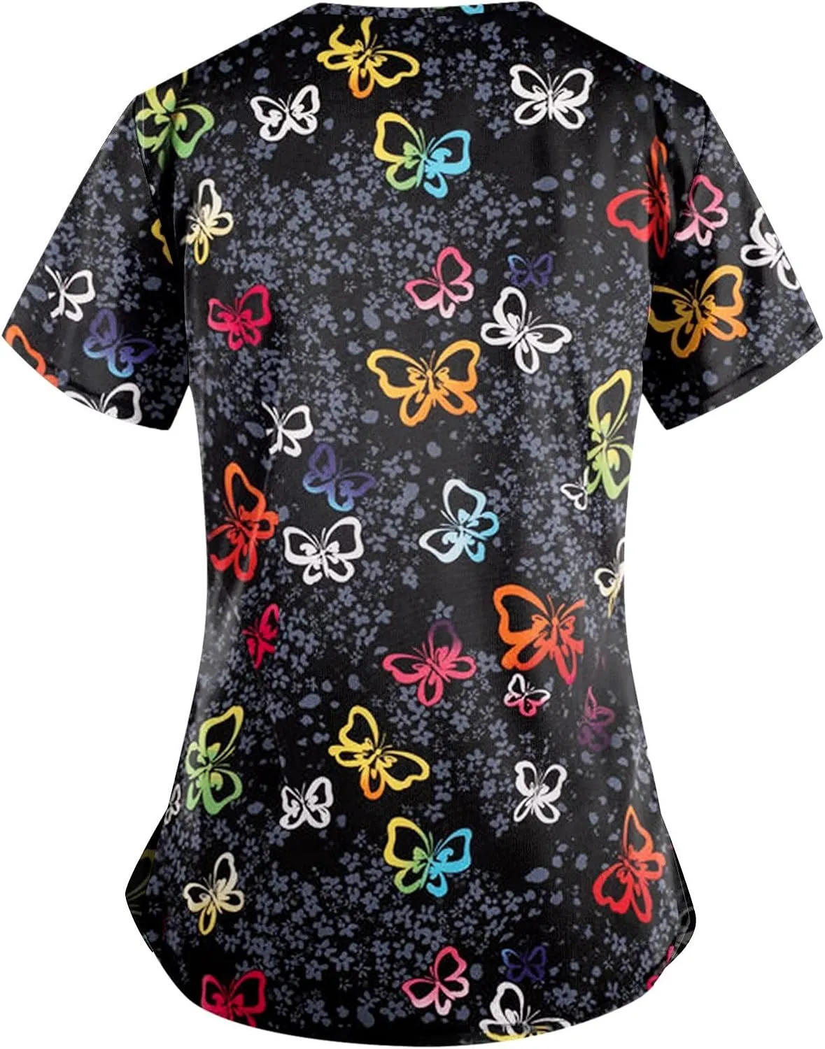 OIOLOYJM Scrubs for Women Animal Print Tops for Women V Neck Cartoon Pattern Short Sleeve Nursing Tops with Pockets