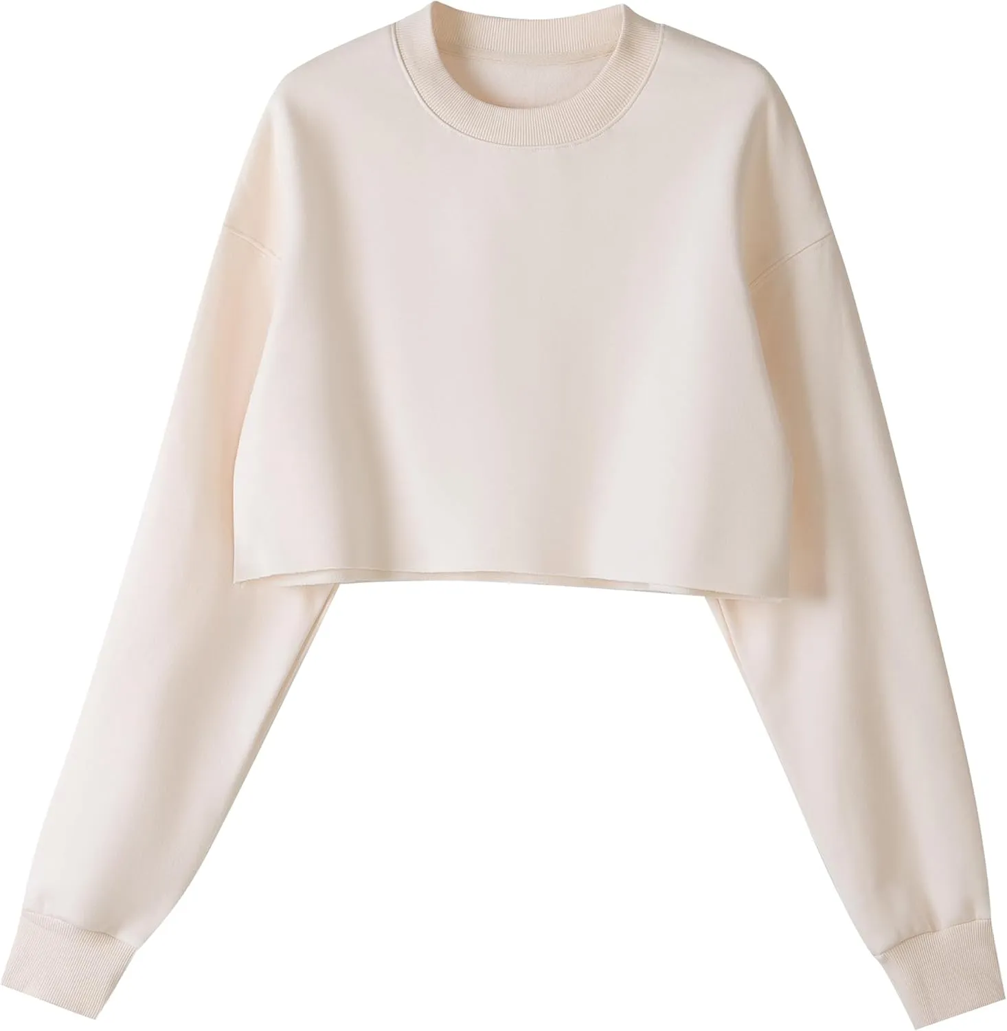 Ok54me Women Cropped Sweatshirt Long Sleeves Pullover Fleece Crop Tops