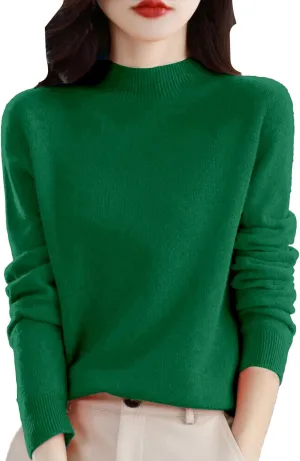 PETYCZEN Cashmere Sweaters for Women Casual Long Sleeve Mock Neck Sweater Cozy Warm Knit Sweater Jumpers Pullover Tops