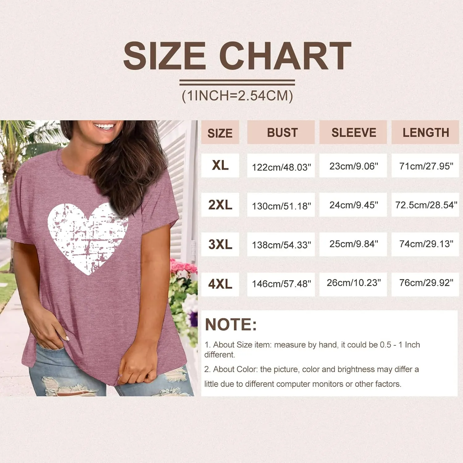 Plus Size Shirts Women Love Heart Print Short Sleeve Tops Casual Tees Blouse