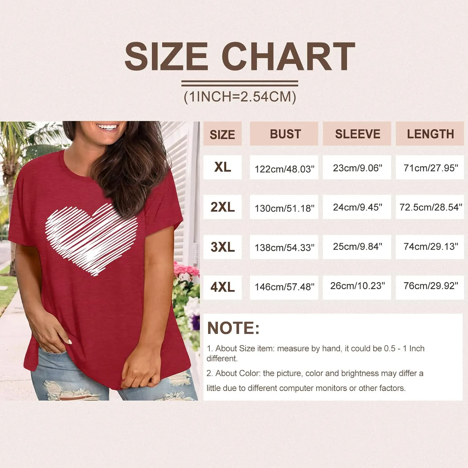 Plus Size Shirts Women Love Heart Print Short Sleeve Tops Casual Tees Blouse