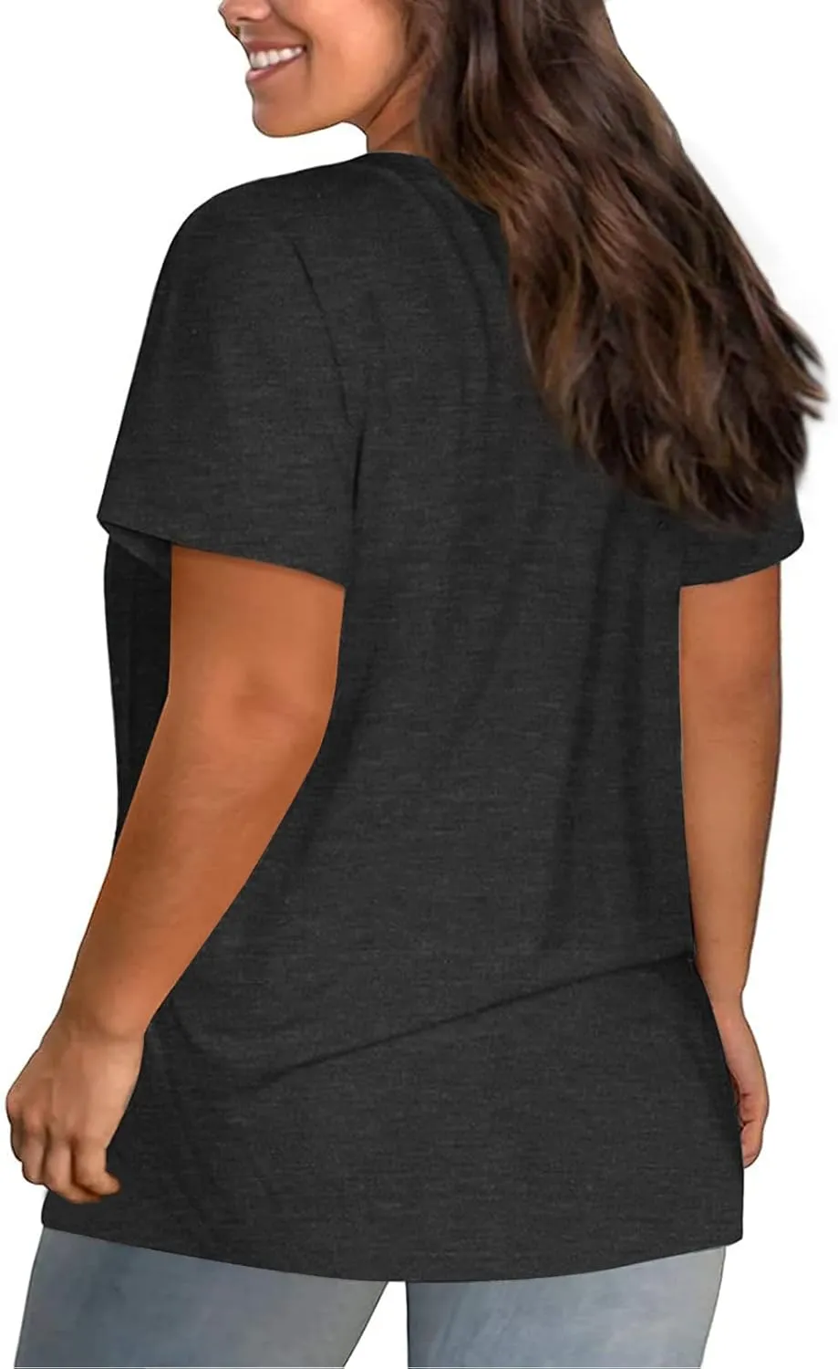 Plus Size Shirts Women Love Heart Print Short Sleeve Tops Casual Tees Blouse