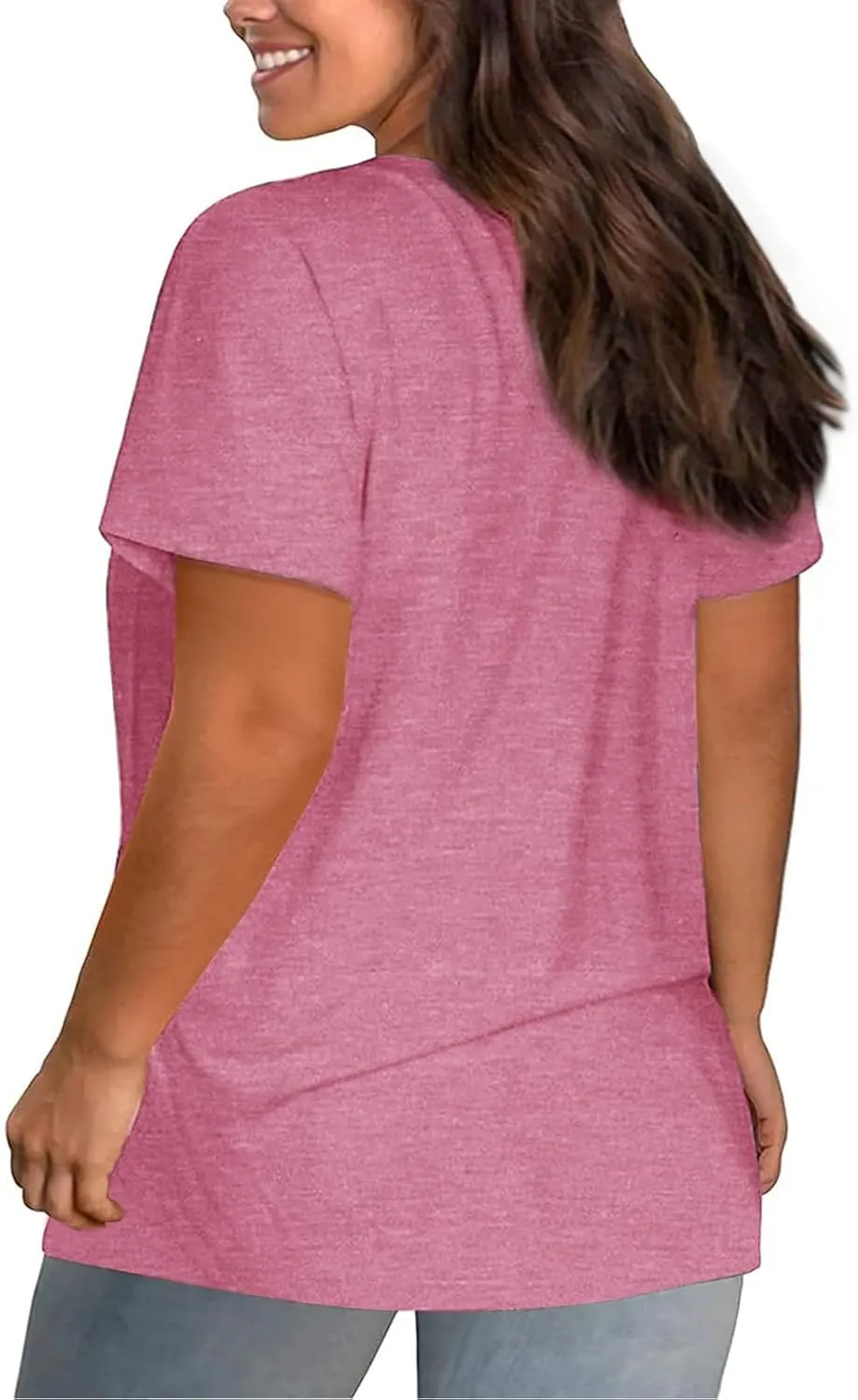 Plus Size Shirts Women Love Heart Print Short Sleeve Tops Casual Tees Blouse