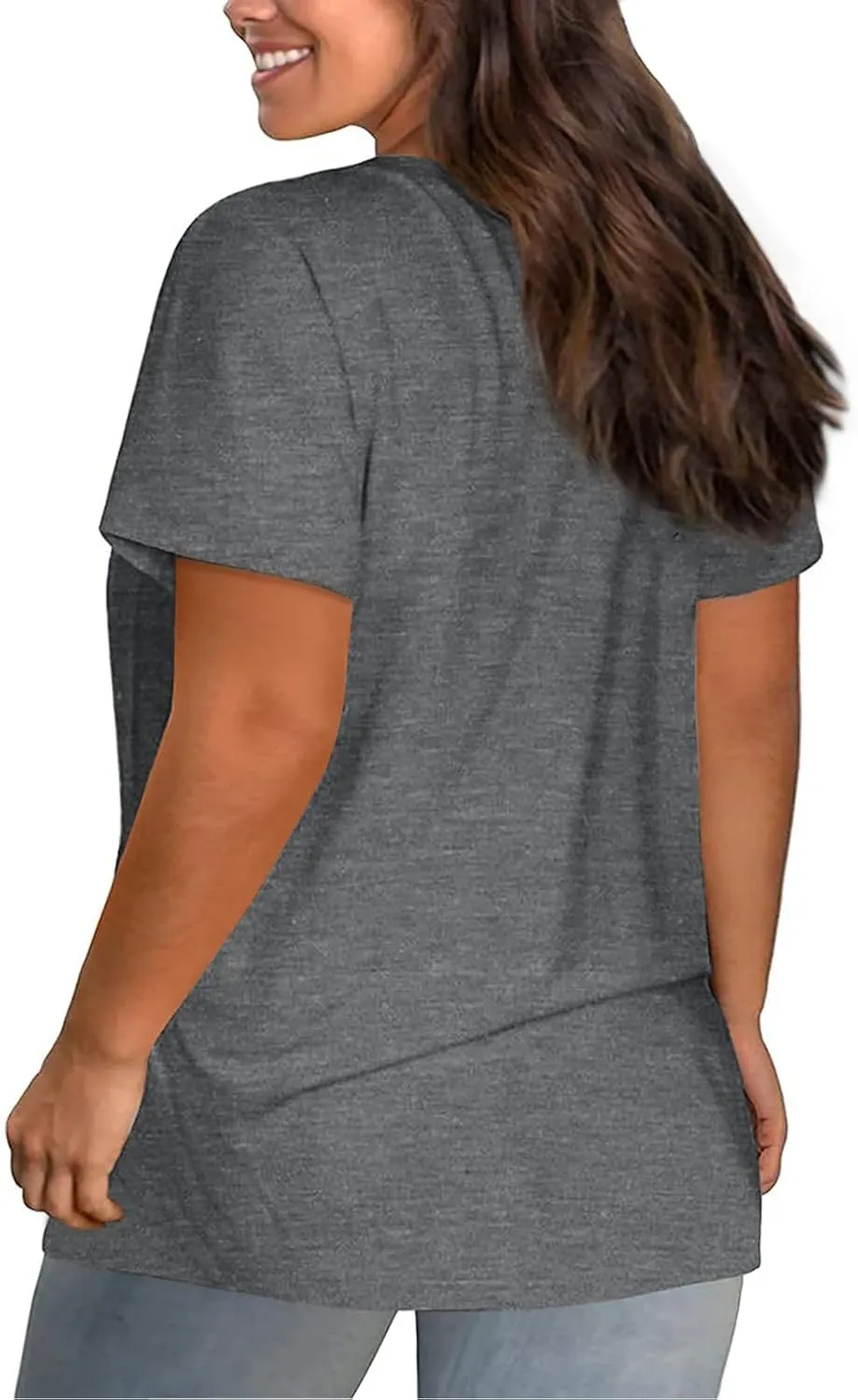 Plus Size Shirts Women Love Heart Print Short Sleeve Tops Casual Tees Blouse