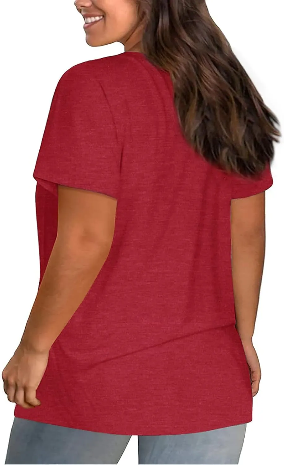 Plus Size Shirts Women Love Heart Print Short Sleeve Tops Casual Tees Blouse
