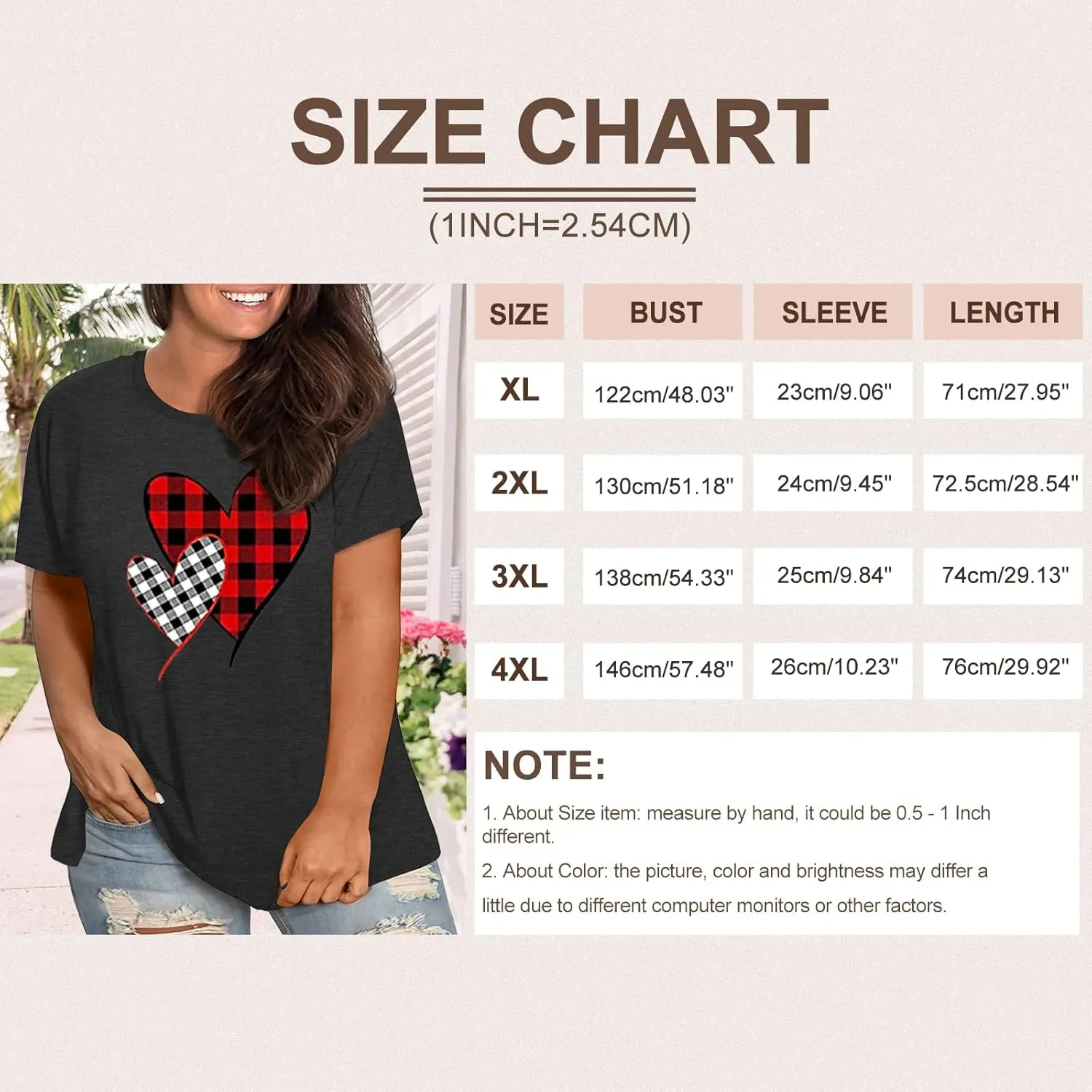 Plus Size Shirts Women Love Heart Print Short Sleeve Tops Casual Tees Blouse