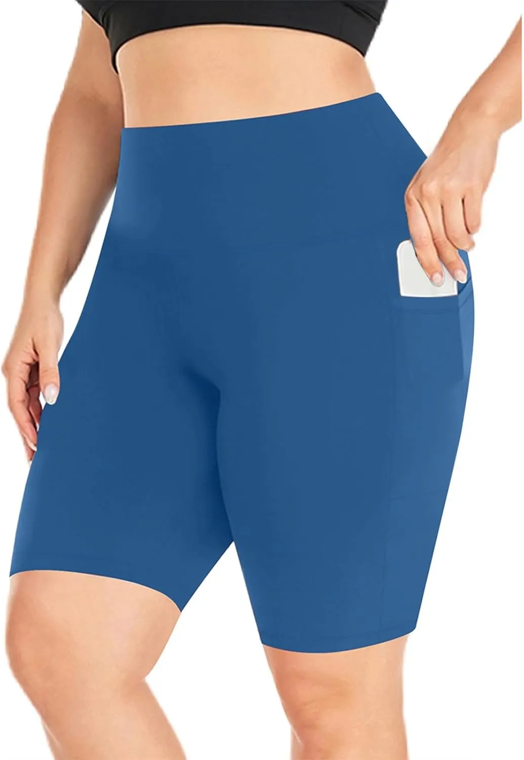 Plus Size Shorts for Women Stretch High Waist Workout Biker Short Leggings with Pocket Summer Fashion Fitness Shorts