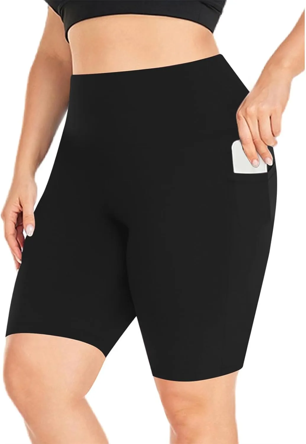 Plus Size Shorts for Women Stretch High Waist Workout Biker Short Leggings with Pocket Summer Fashion Fitness Shorts