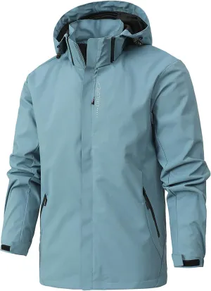 Rain Jacket for Men Lightweight Jackets Hooded Mountain Softshell Windbreaker Windproof Waterproof Hiking Raincoat