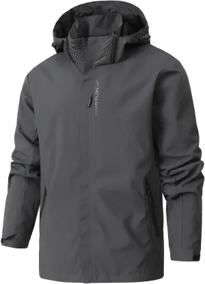 Rain Jacket Men Lightweight Jacket Hooded Mountain Softshell Windbreaker Windproof Waterproof Hiking Casual Raincoat