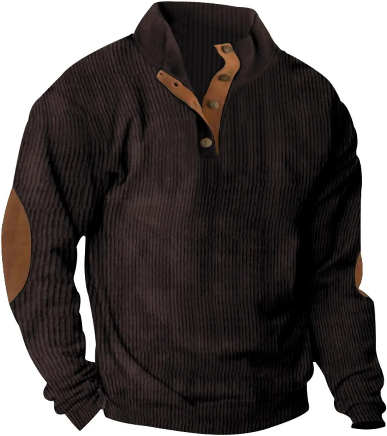 RTRDE Men's Long Sleeve Henley Sweatshirt Corduroy Pullover Sweatshirt Thermal Slim Fit Button Sweatshirts Casual, S-3XL