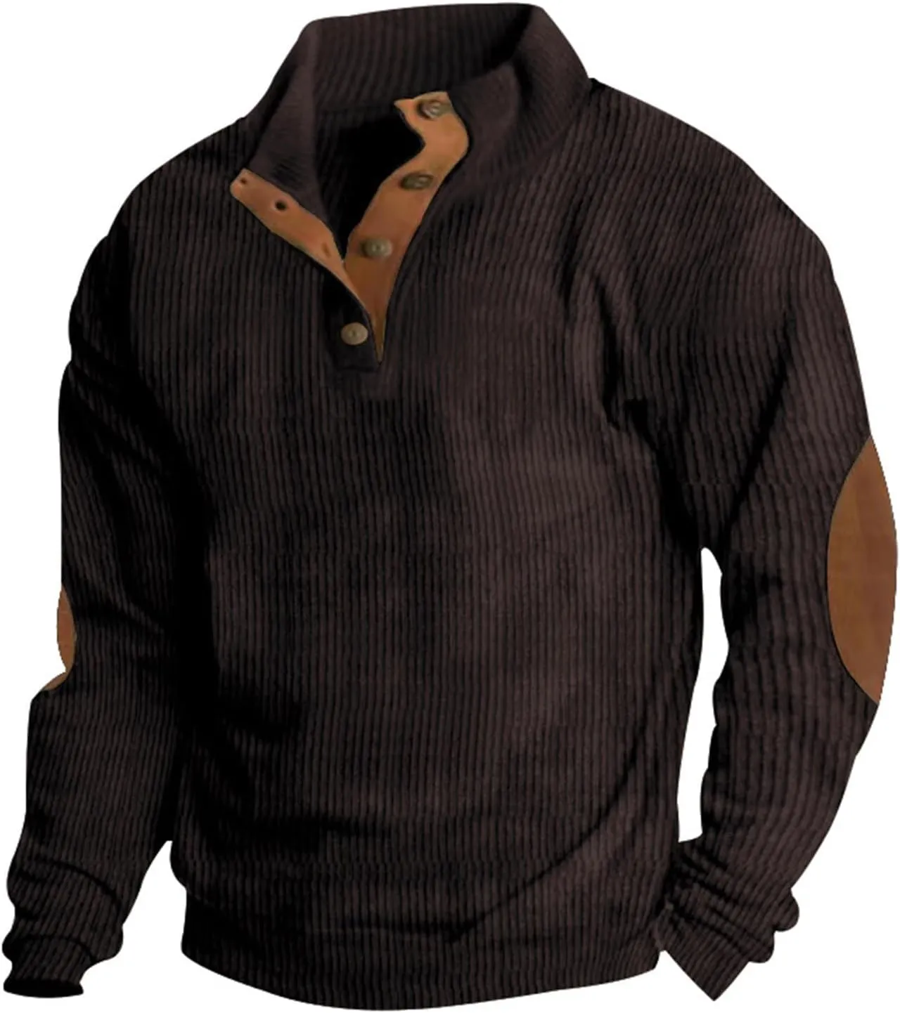 RTRDE Men's Long Sleeve Henley Sweatshirt Corduroy Pullover Sweatshirt Thermal Slim Fit Button Sweatshirts Casual, S-3XL