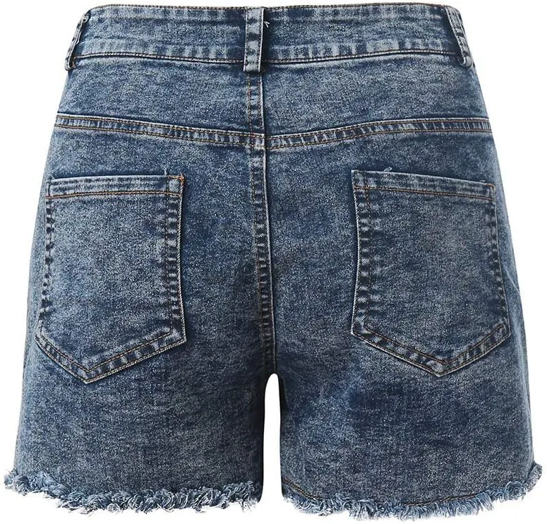 Shorts for Women High Waisted Stretchy Ripped Jean Shorts Distressed Frayed Denim Shorts Ladies Sexy Jean Shorts for Work