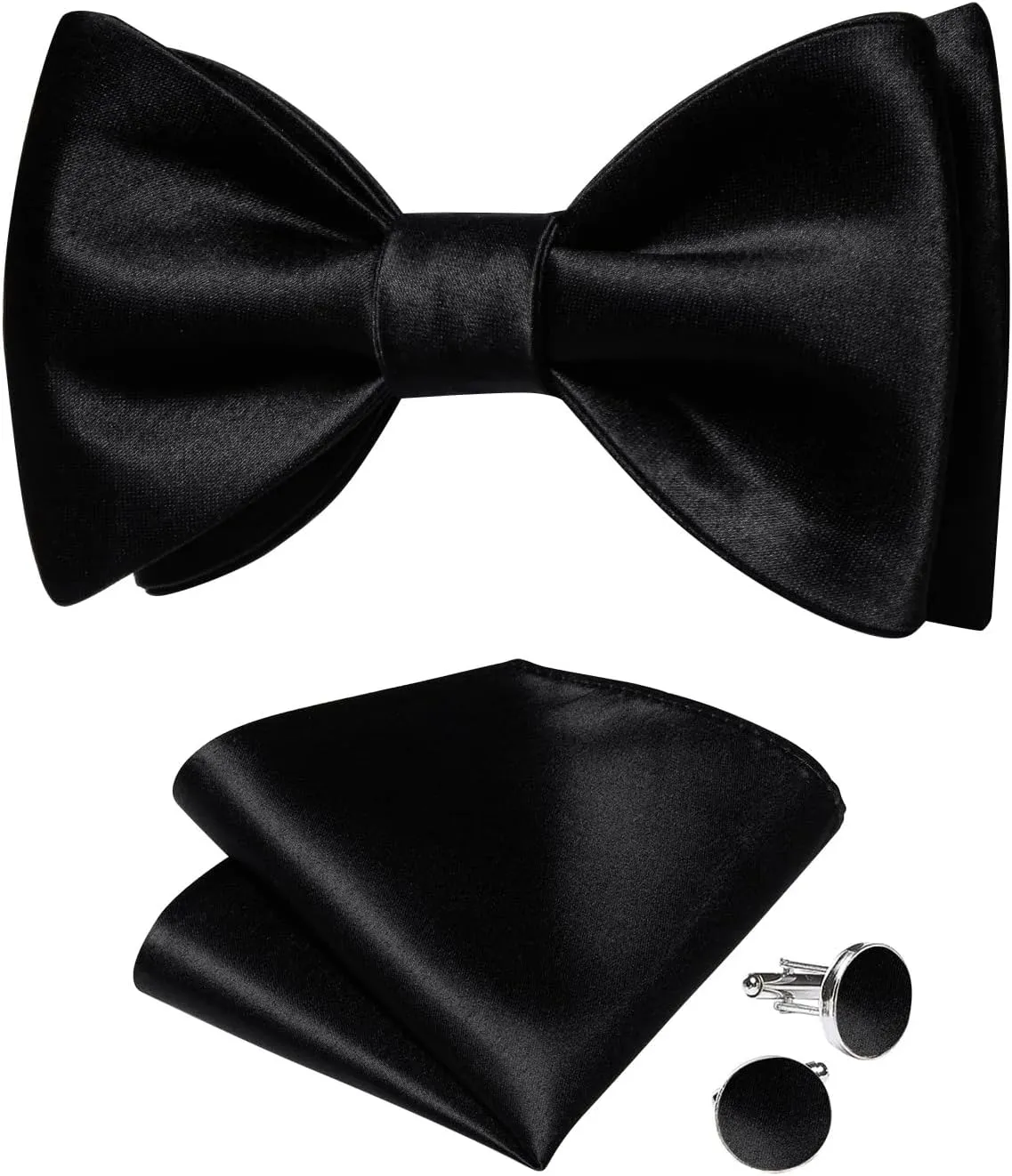 Silk Bow Ties for Man Accessories Classic Solid Men Self-tie Bowties Pocket Square Cufflinks Set Wedding