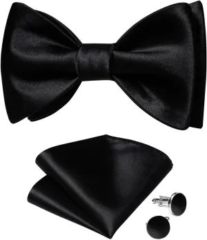 Silk Bow Ties for Man Accessories Classic Solid Men Self-tie Bowties Pocket Square Cufflinks Set Wedding