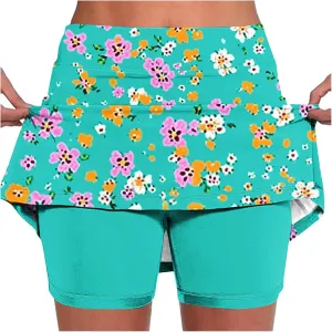 Skorts for Woman Casual Athletic Running Shorts Trendy Floral Print Summer Outfits Dressy High Waisted Workout Shorts