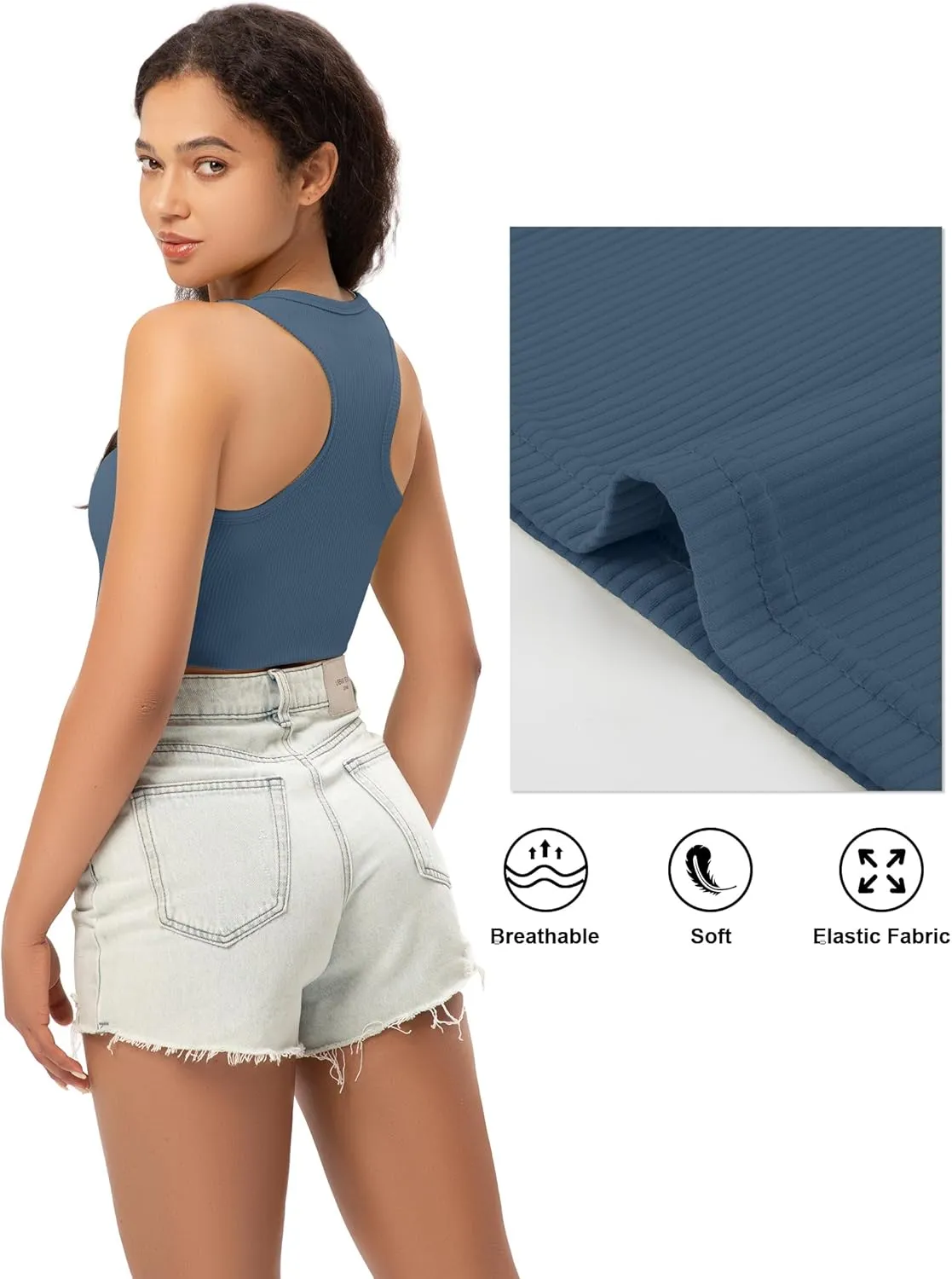 Sports Crop Tank Tops for Women Cropped Workout Tops Racerback Running Yoga Tanks Cotton Sleeveless Gym Shirts