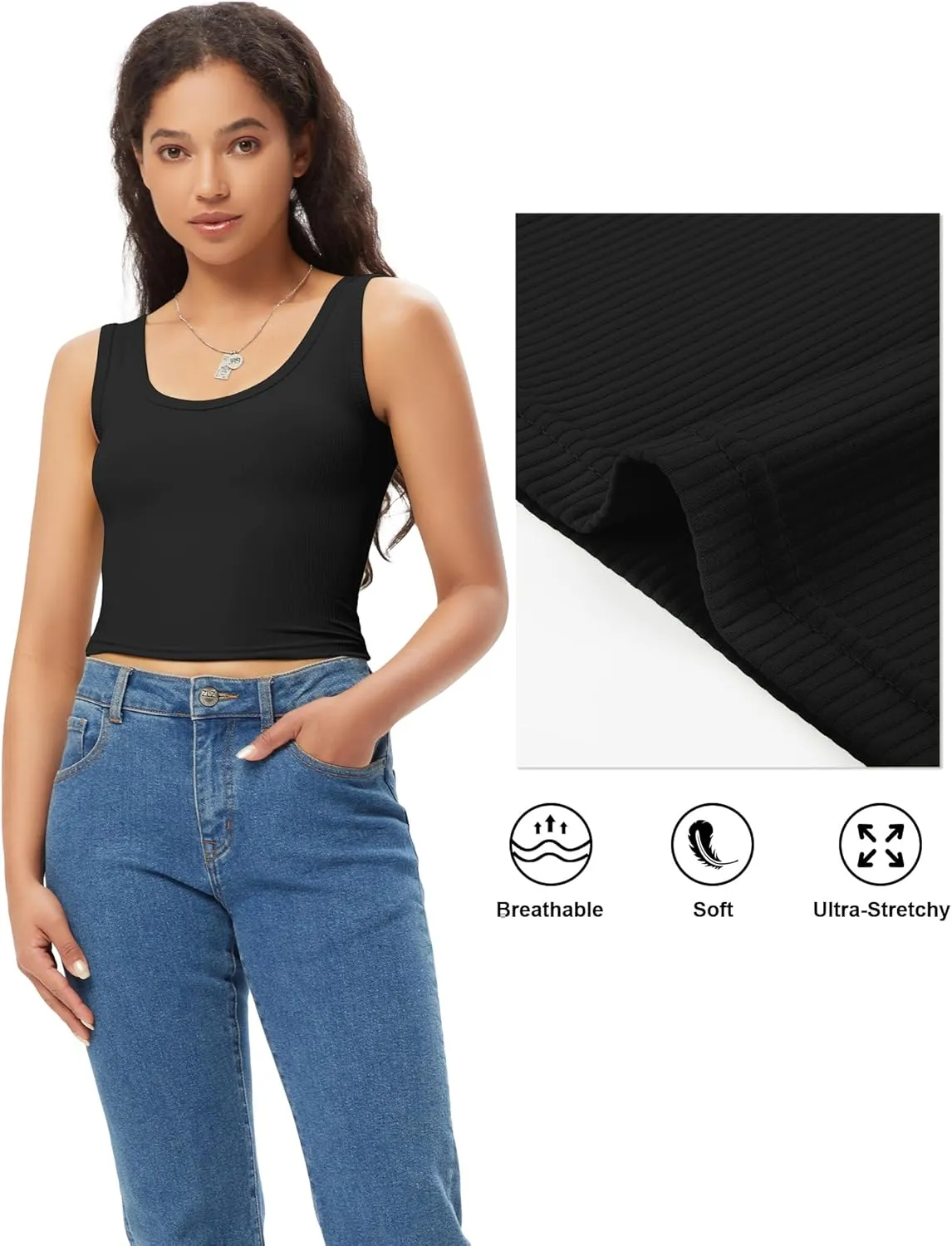 Sports Crop Tank Tops for Women Cropped Workout Tops V or Scoop Neckline Running Yoga Tanks Cotton Sleeveless Gym Shirts