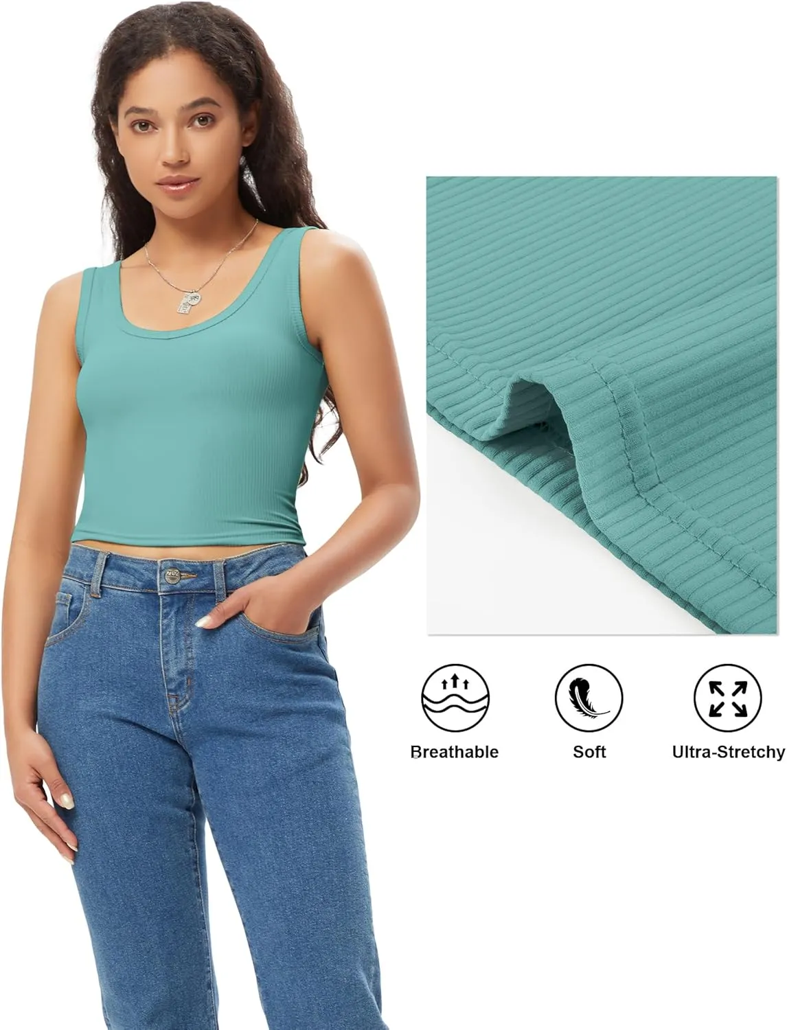 Sports Crop Tank Tops for Women Cropped Workout Tops V or Scoop Neckline Running Yoga Tanks Cotton Sleeveless Gym Shirts