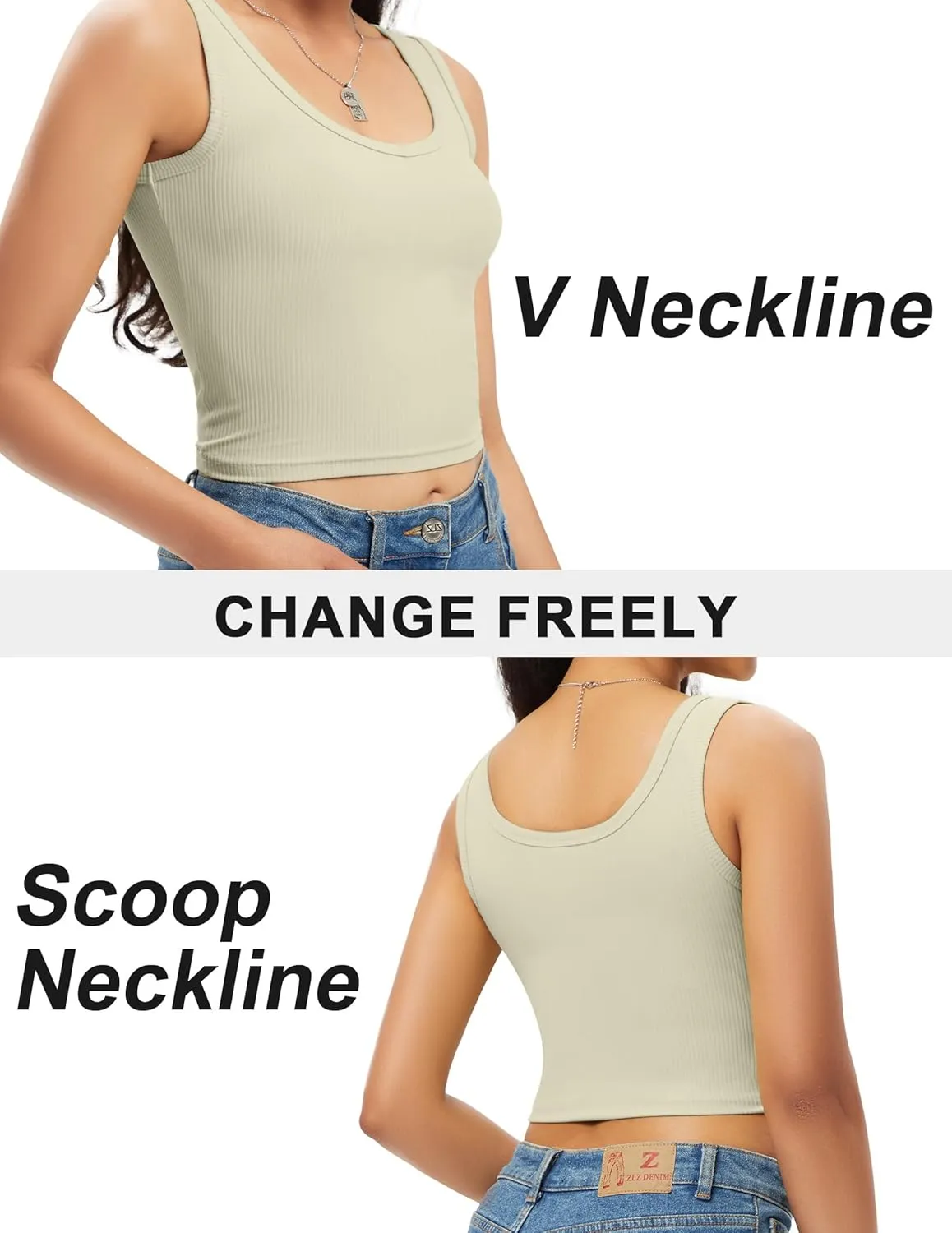 Sports Crop Tank Tops for Women Cropped Workout Tops V or Scoop Neckline Running Yoga Tanks Cotton Sleeveless Gym Shirts