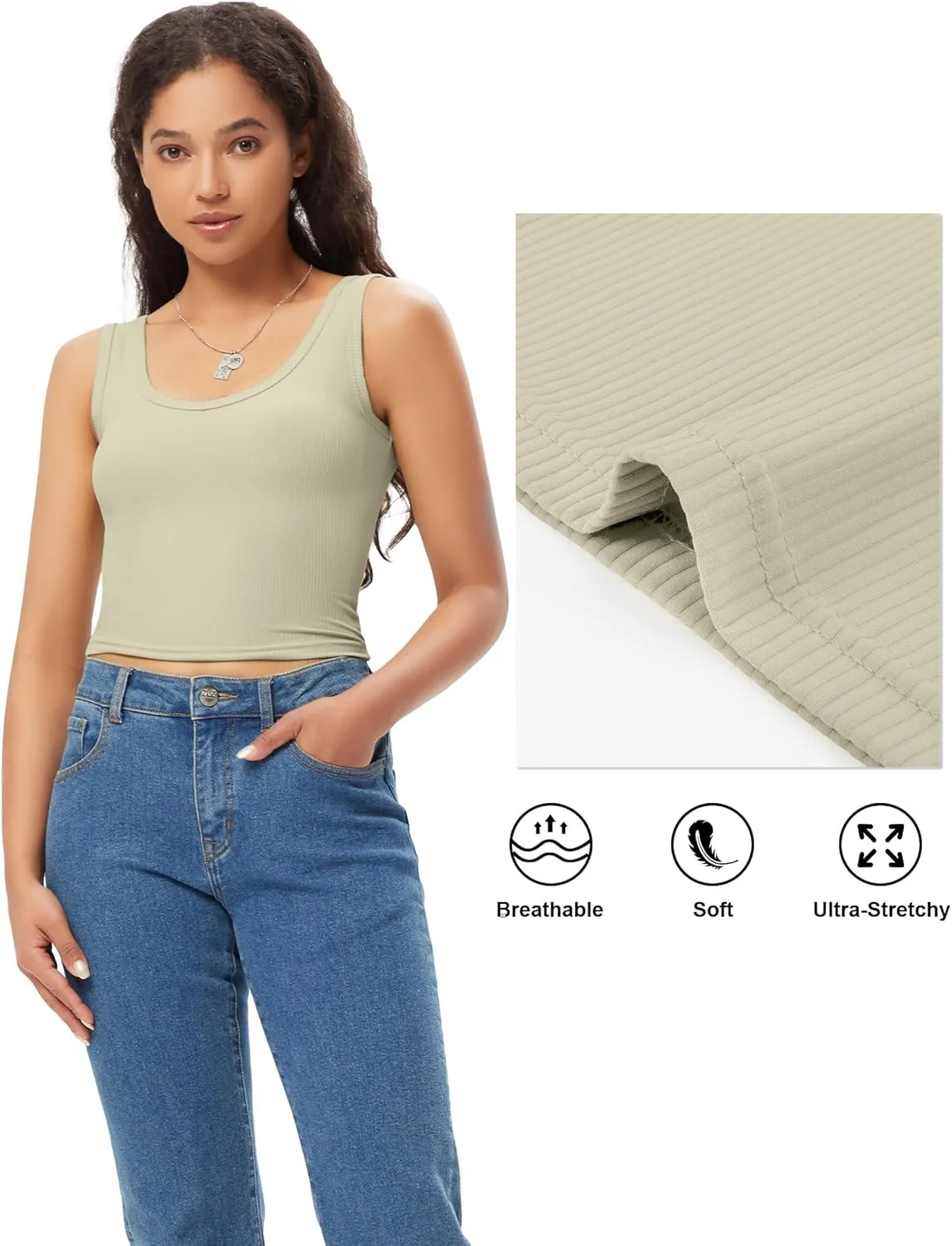 Sports Crop Tank Tops for Women Cropped Workout Tops V or Scoop Neckline Running Yoga Tanks Cotton Sleeveless Gym Shirts