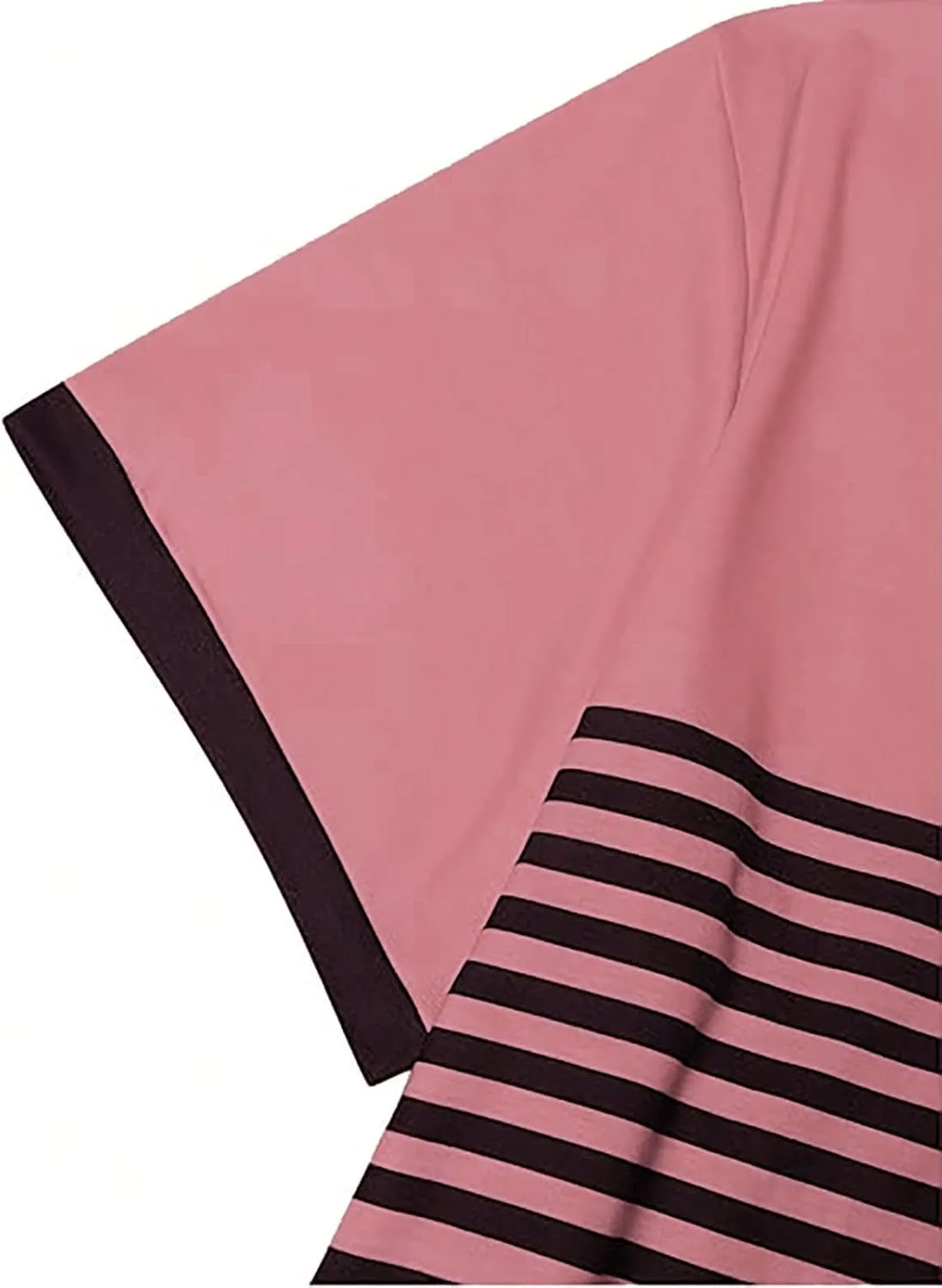 Striped Shirts for Men Short Sleeve Crewneck Neck T-Shirts with Pocket Classic Basic Tees Fashion Summer Shirt Tops