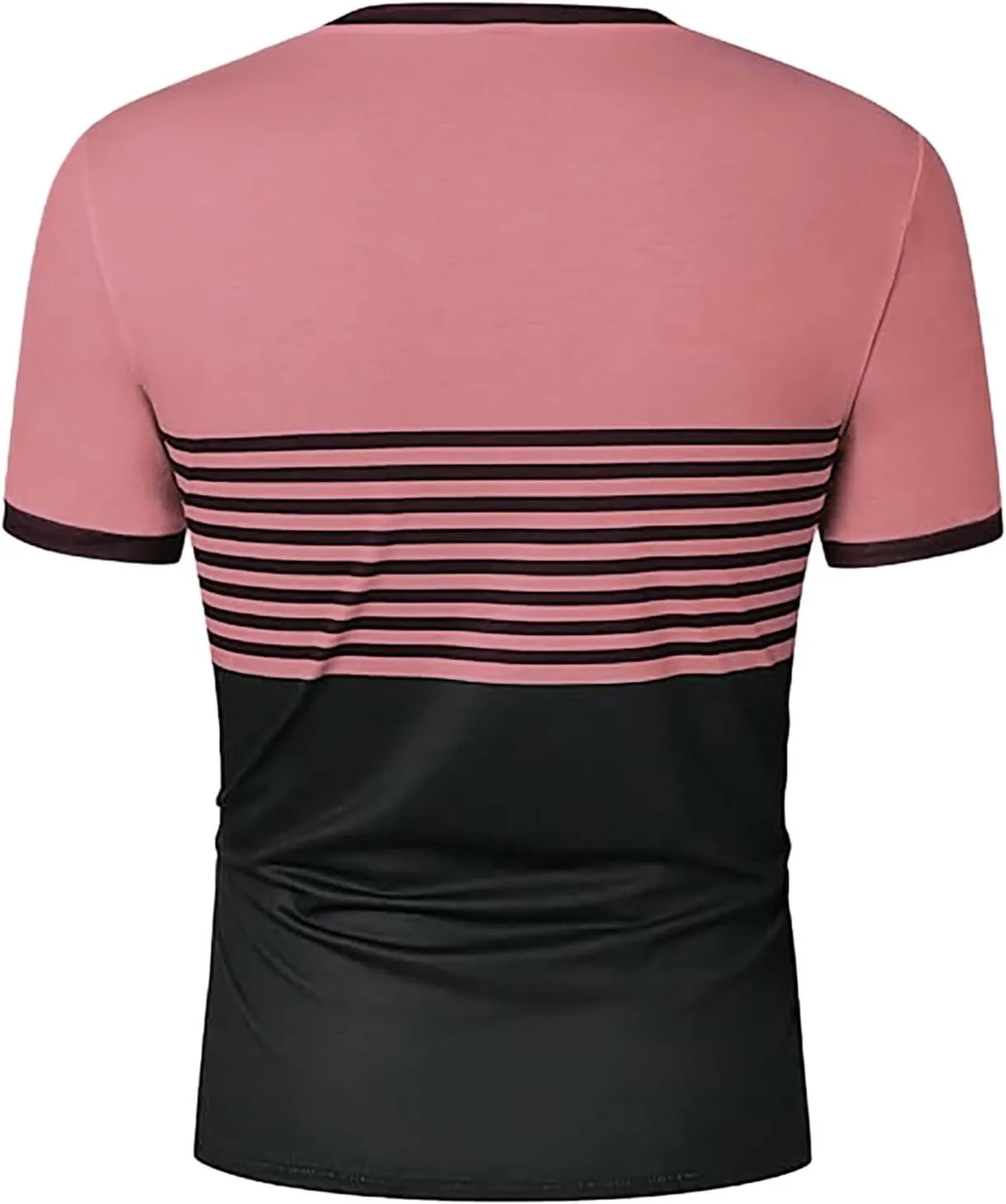 Striped Shirts for Men Short Sleeve Crewneck Neck T-Shirts with Pocket Classic Basic Tees Fashion Summer Shirt Tops
