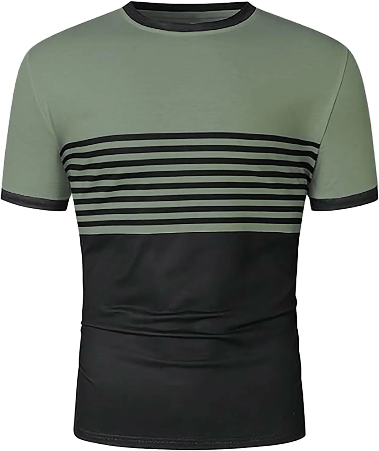 Striped Shirts for Men Short Sleeve Crewneck Neck T-Shirts with Pocket Classic Basic Tees Fashion Summer Shirt Tops