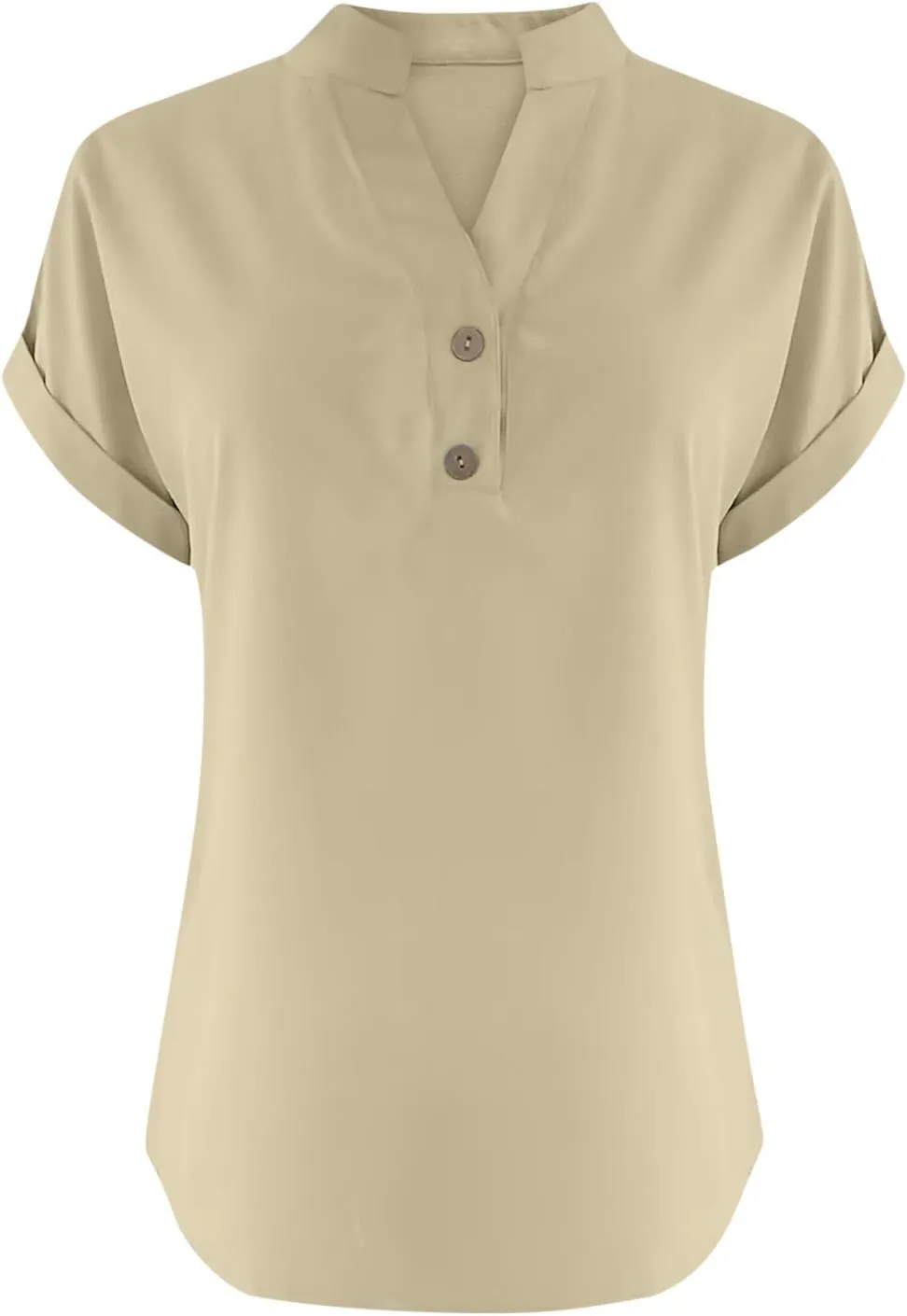 Summer Tops for Women 2025 Trendy Short Sleeve Cotton Linen Shirts Lightweight Casual Button V Neck Blouse Loose Tops