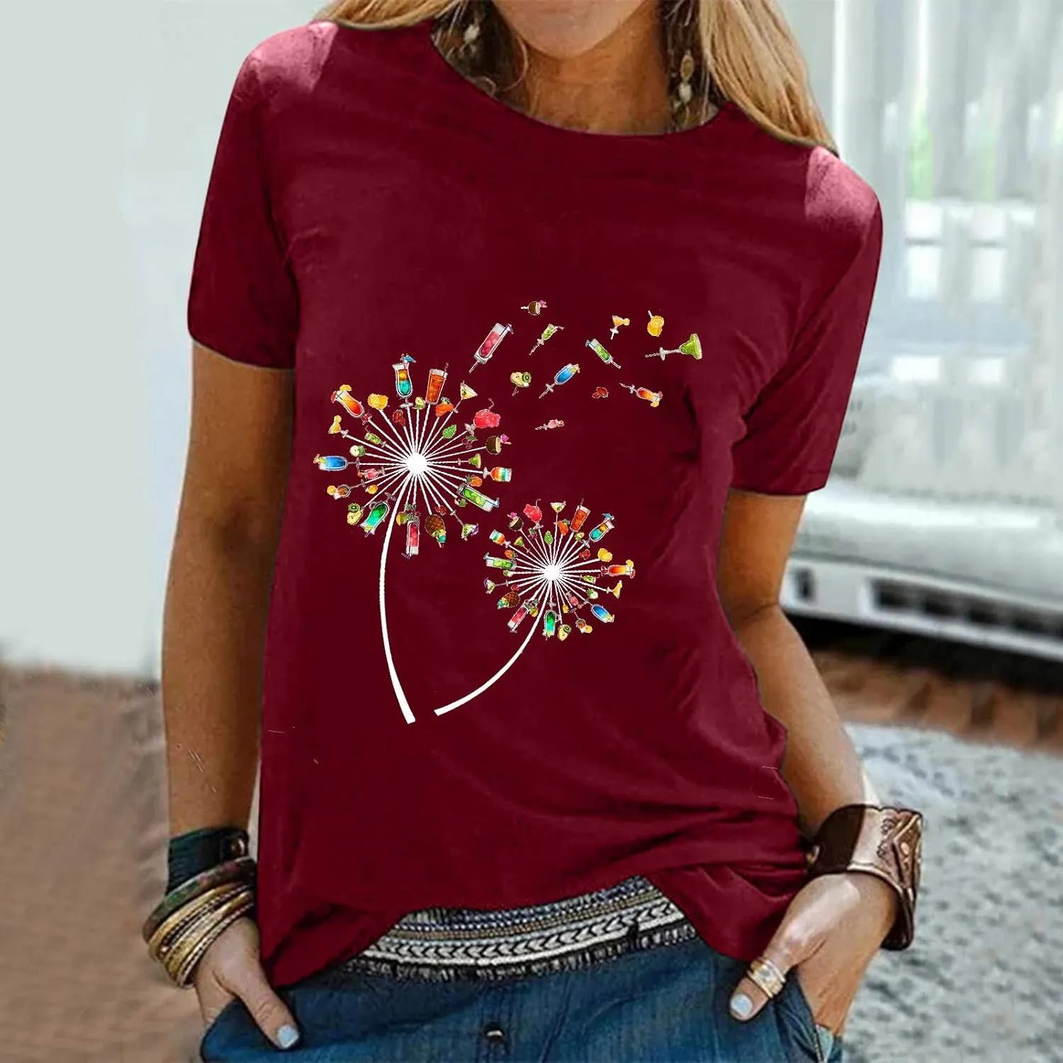 Sunflower Graphic Tee T Shirt Women Short Sleeve Cute Casual Tees Loose Fit Summer Tunic Tops