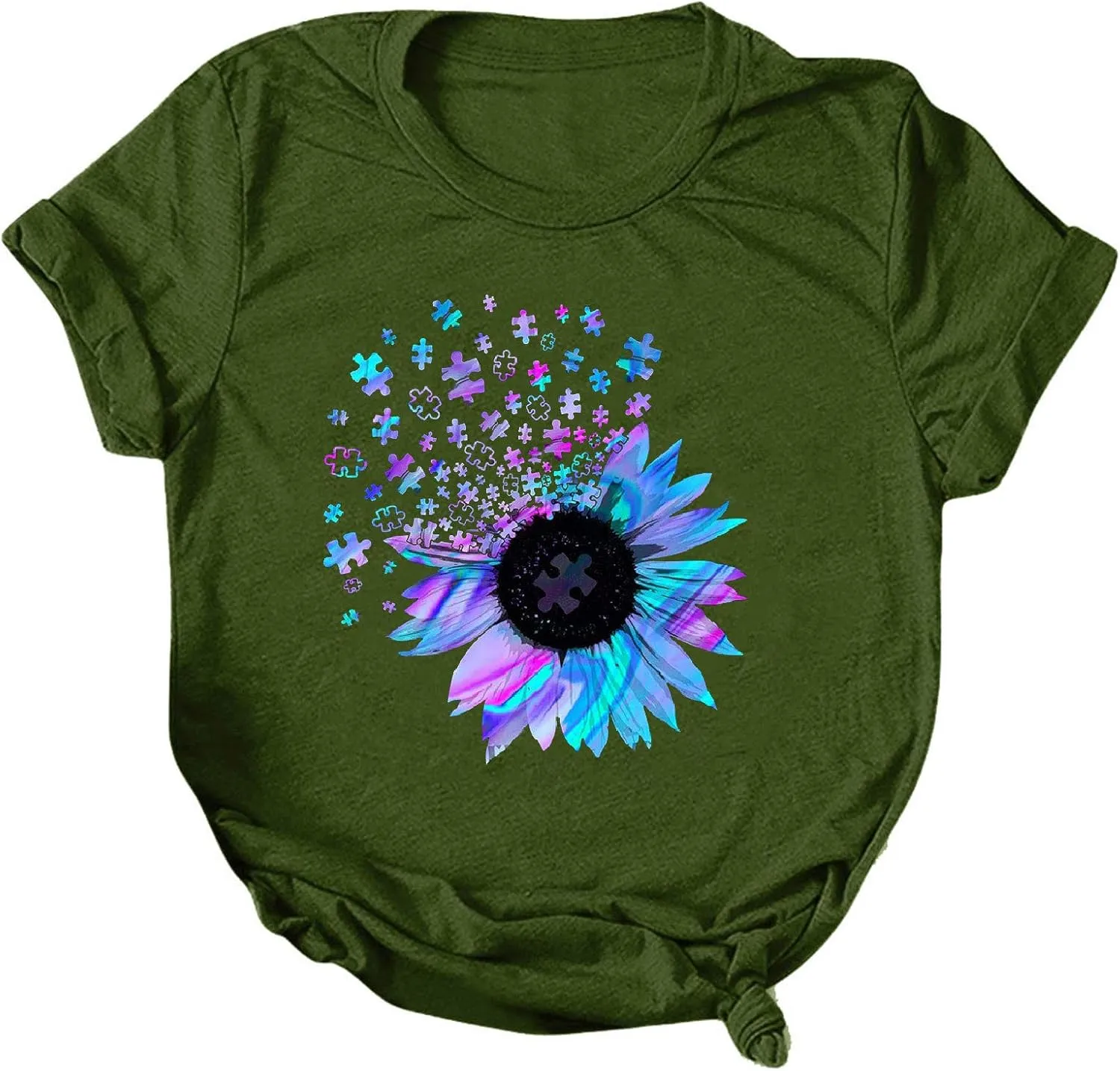 Sunflower Graphic Tee T Shirt Women Short Sleeve Cute Casual Tees Loose Fit Summer Tunic Tops
